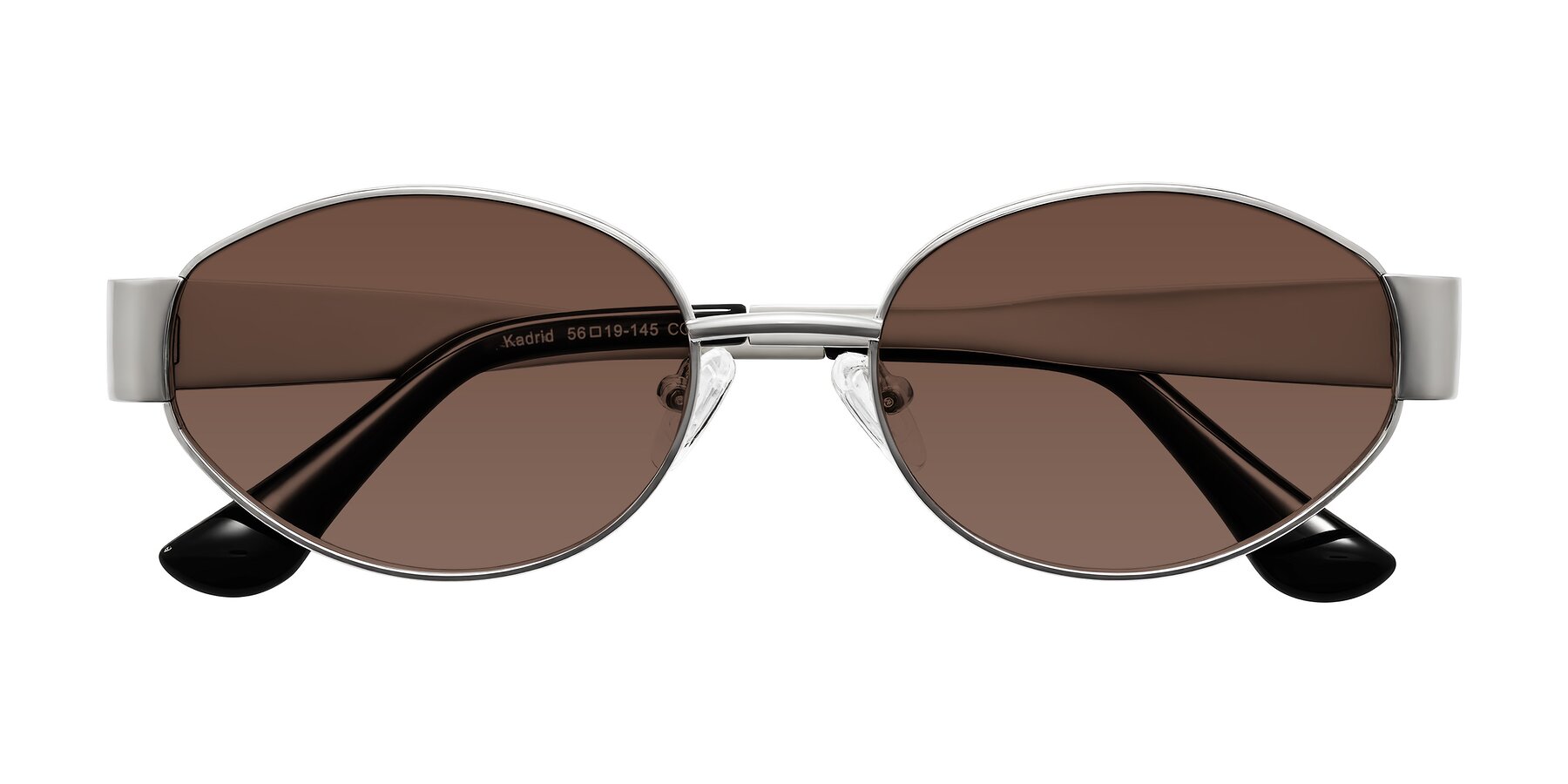 Folded Front of Kadrid in Silver with Brown Tinted Lenses