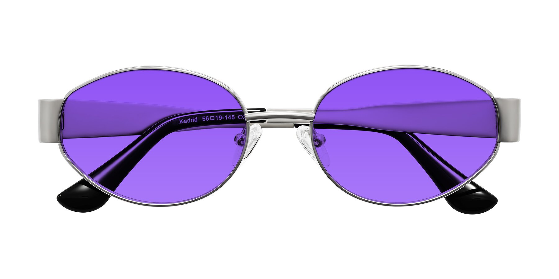 Folded Front of Kadrid in Silver with Purple Tinted Lenses