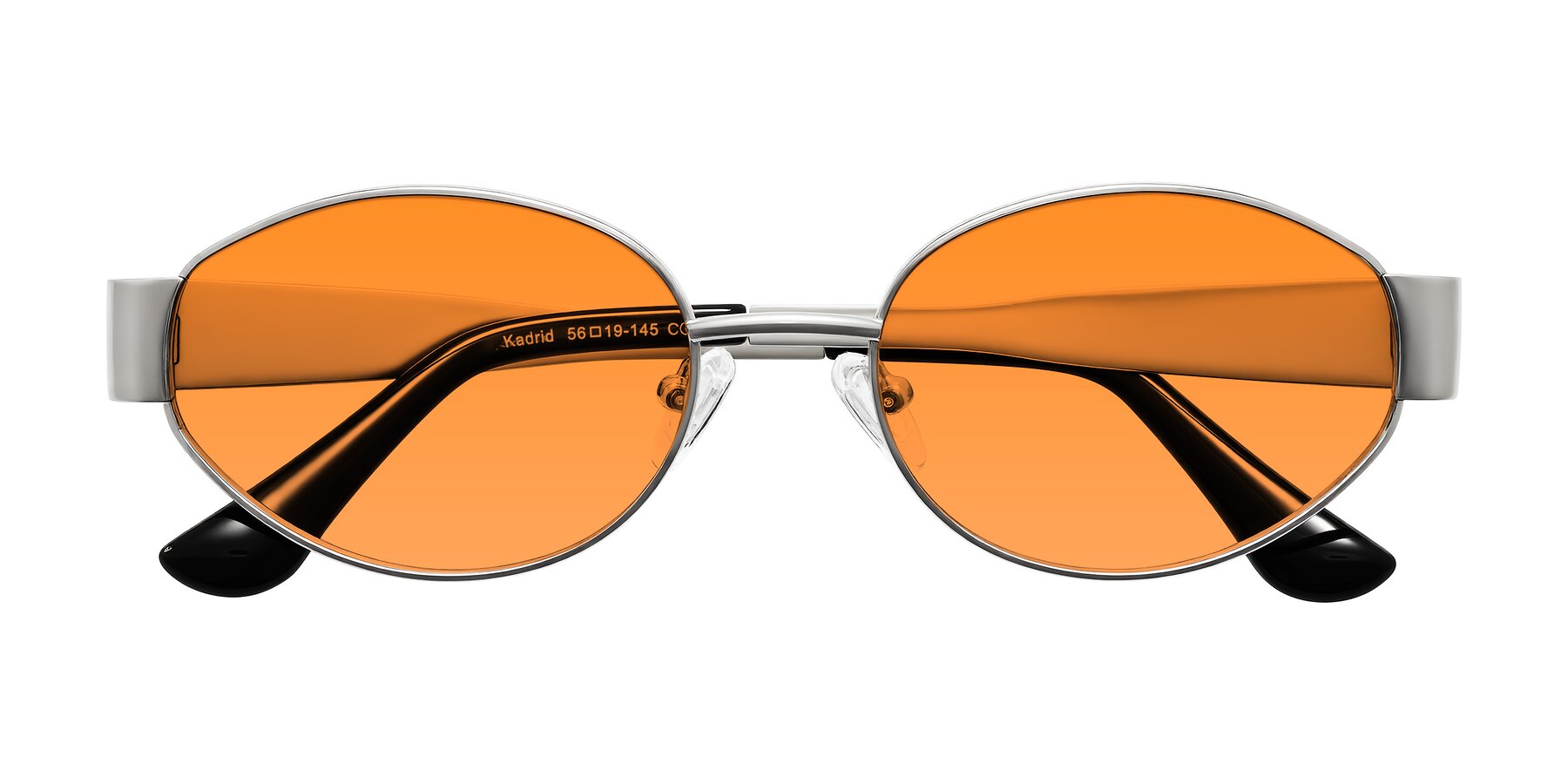 Folded Front of Kadrid in Silver with Orange Tinted Lenses