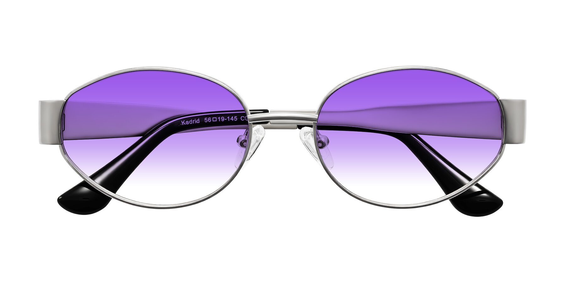 Folded Front of Kadrid in Silver with Purple Gradient Lenses