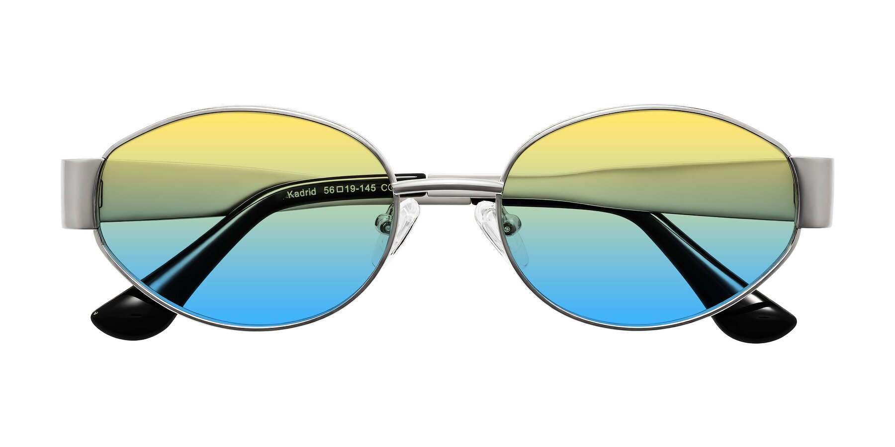 Folded Front of Kadrid in Silver with Yellow / Blue Gradient Lenses