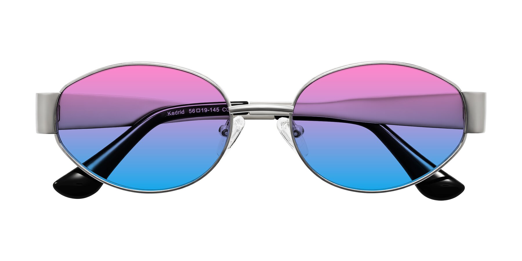 Folded Front of Kadrid in Silver with Pink / Blue Gradient Lenses