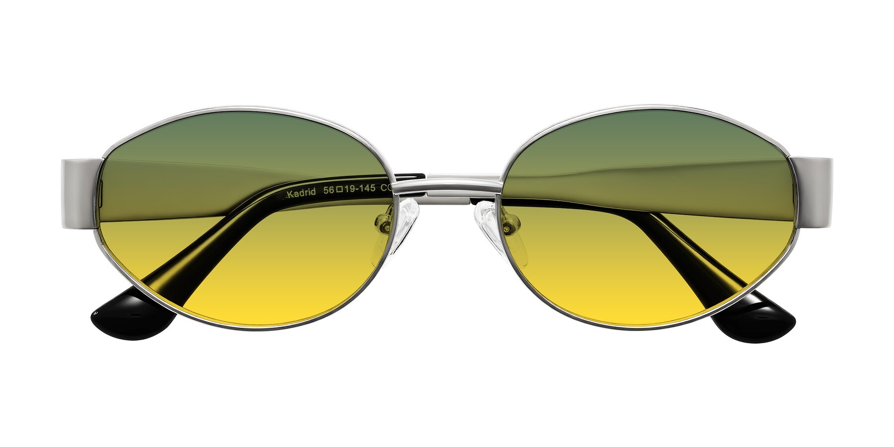 Folded Front of Kadrid in Silver with Green / Yellow Gradient Lenses