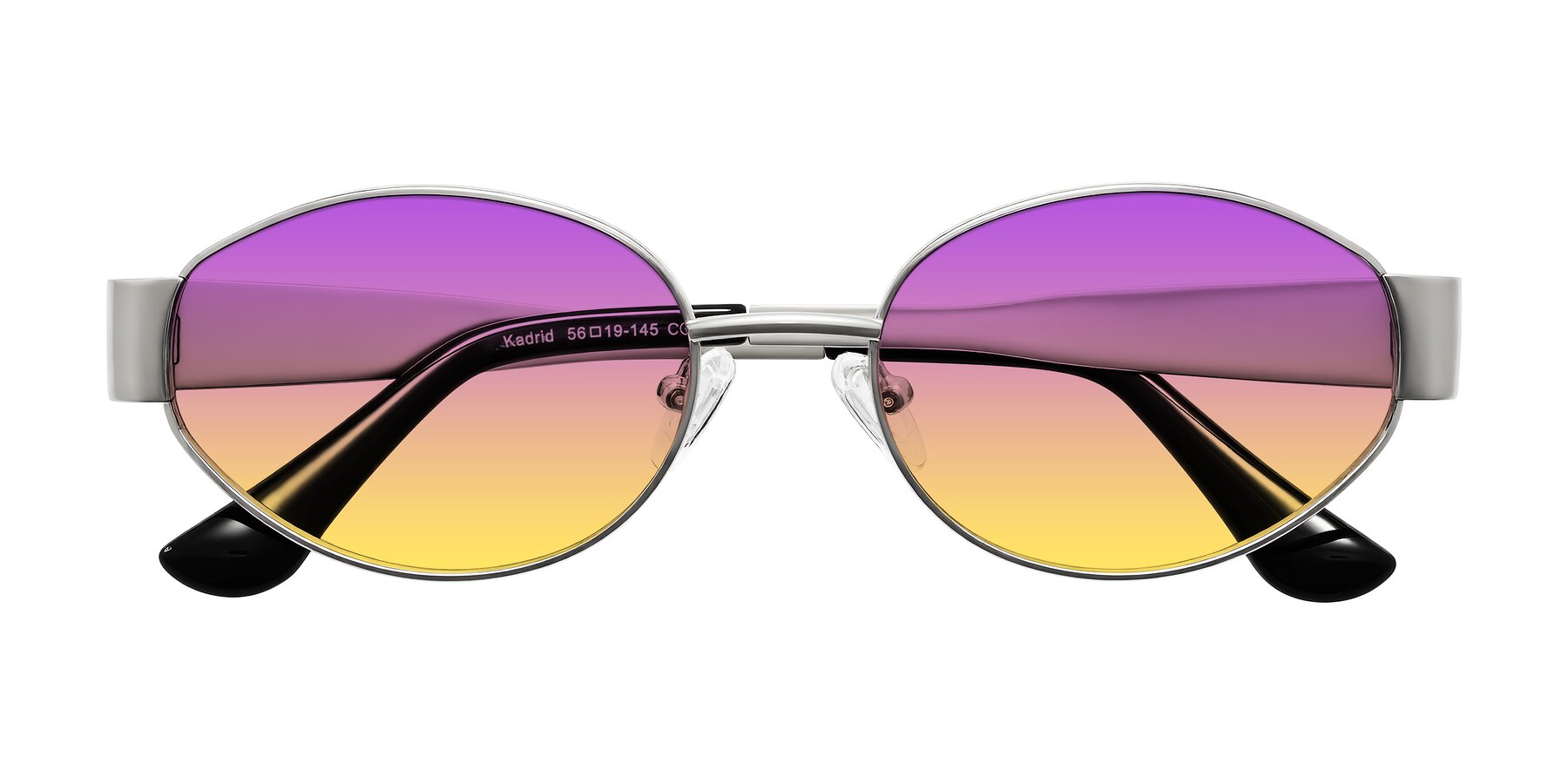Folded Front of Kadrid in Silver with Purple / Yellow Gradient Lenses