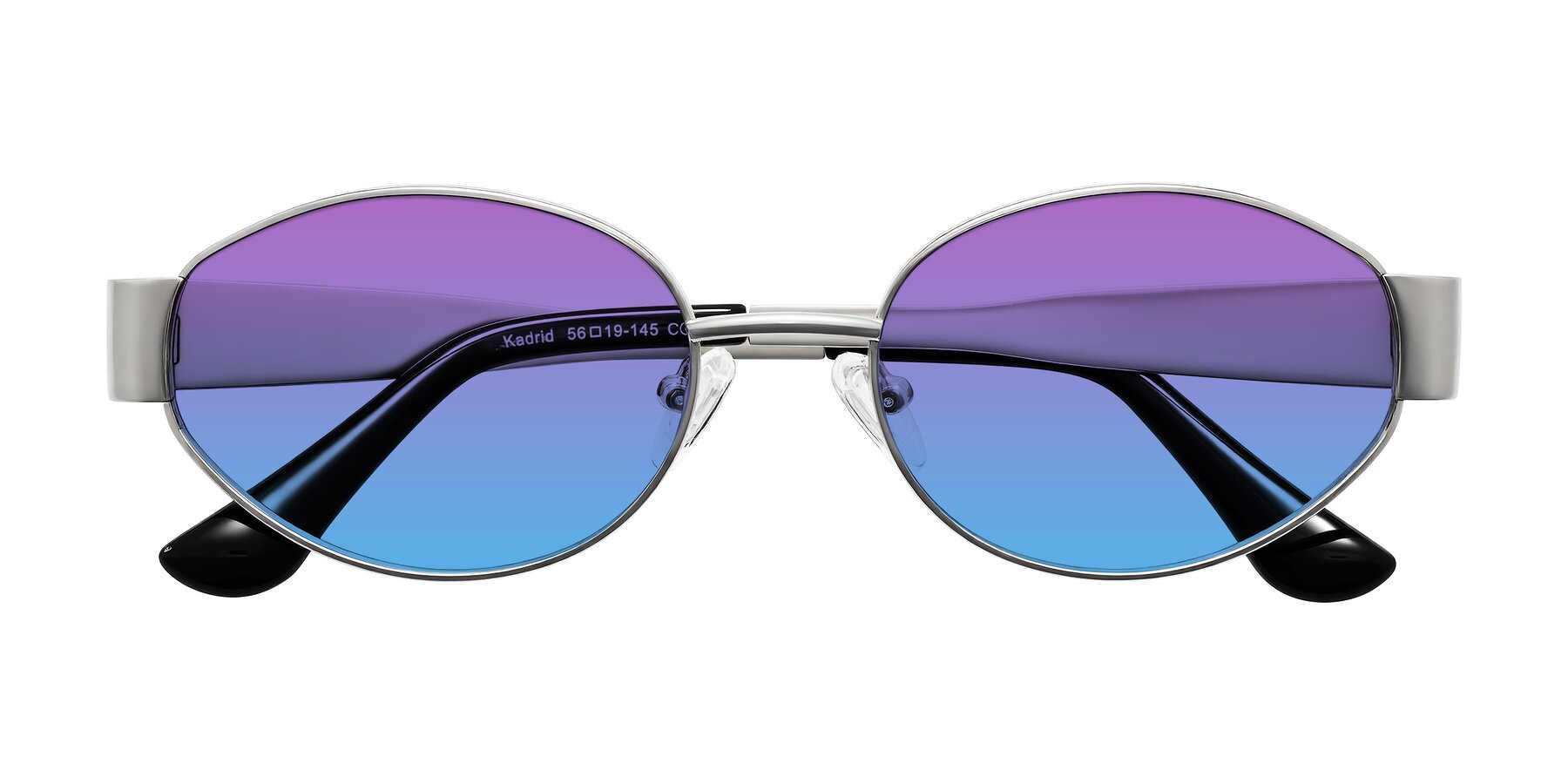 Folded Front of Kadrid in Silver with Purple / Blue Gradient Lenses