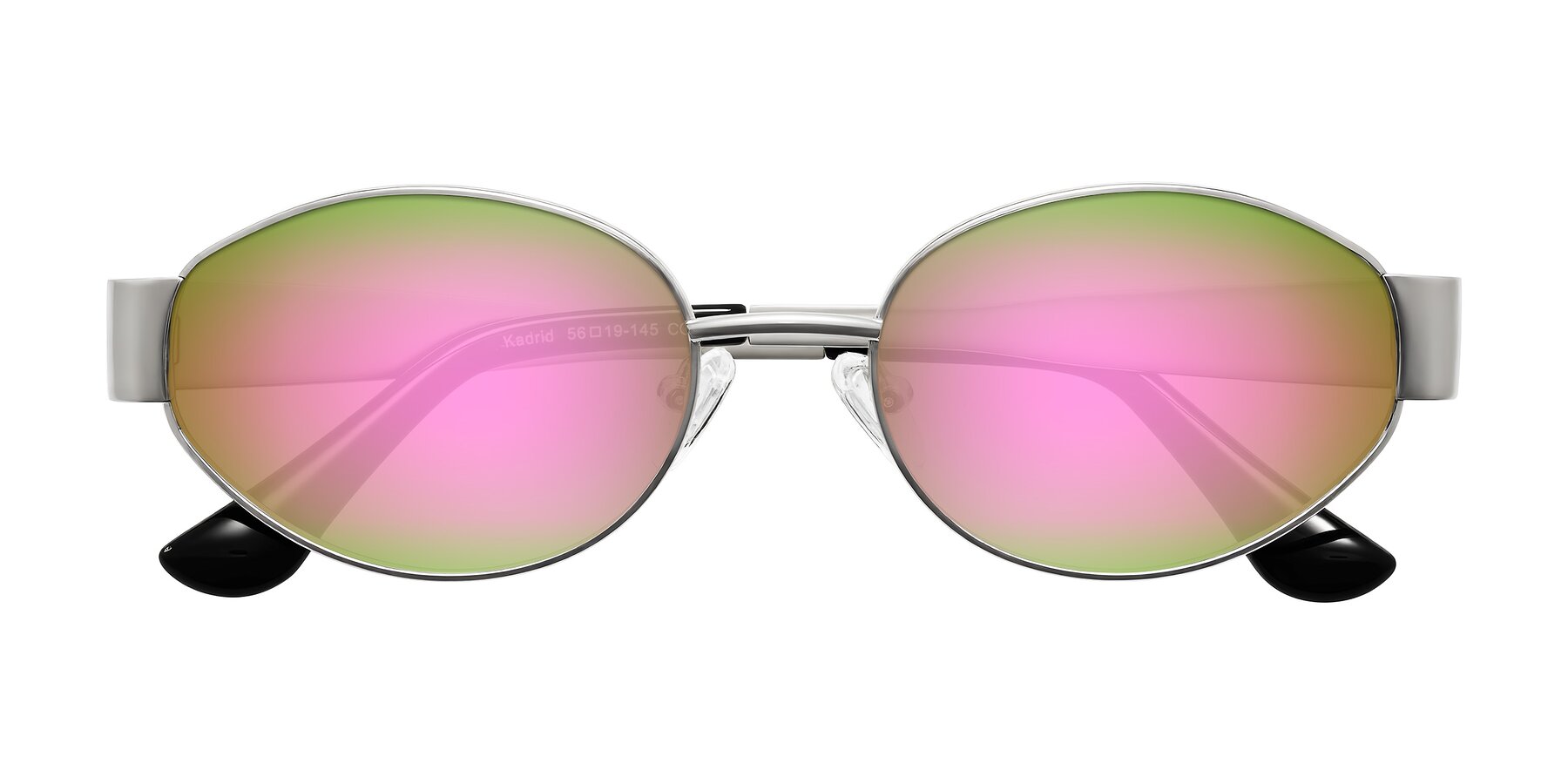 Folded Front of Kadrid in Silver with Pink Mirrored Lenses