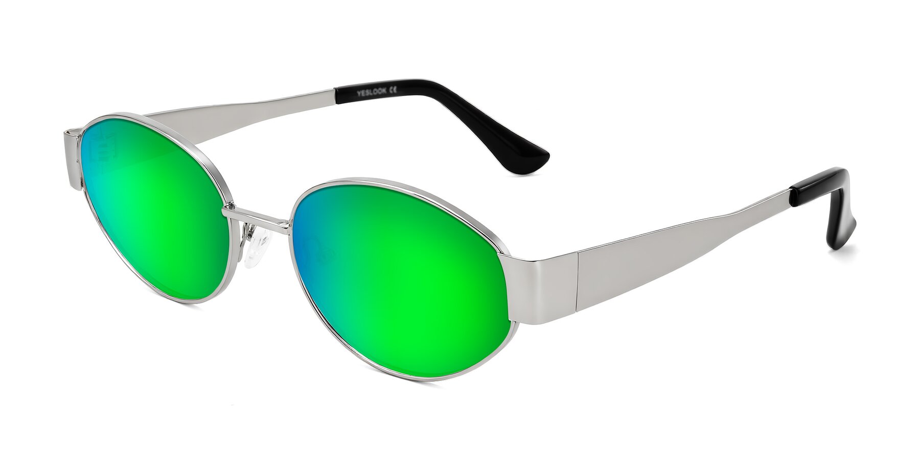 Angle of Kadrid in Silver with Green Mirrored Lenses