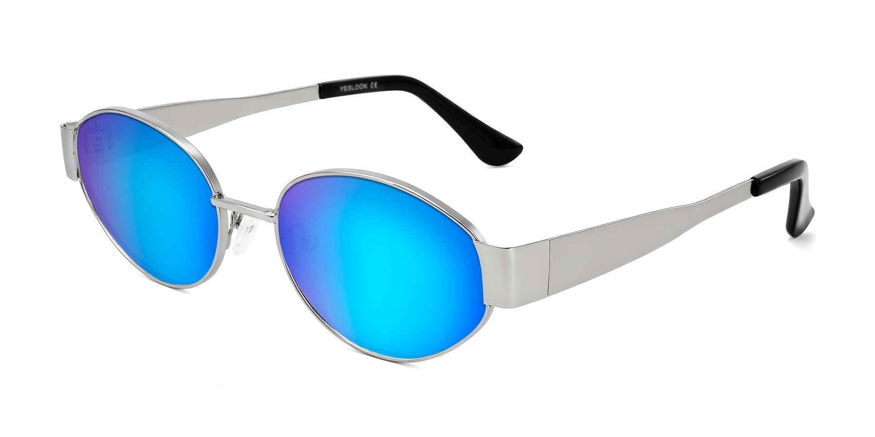 Angle of Kadrid in Silver with Blue Mirrored Lenses