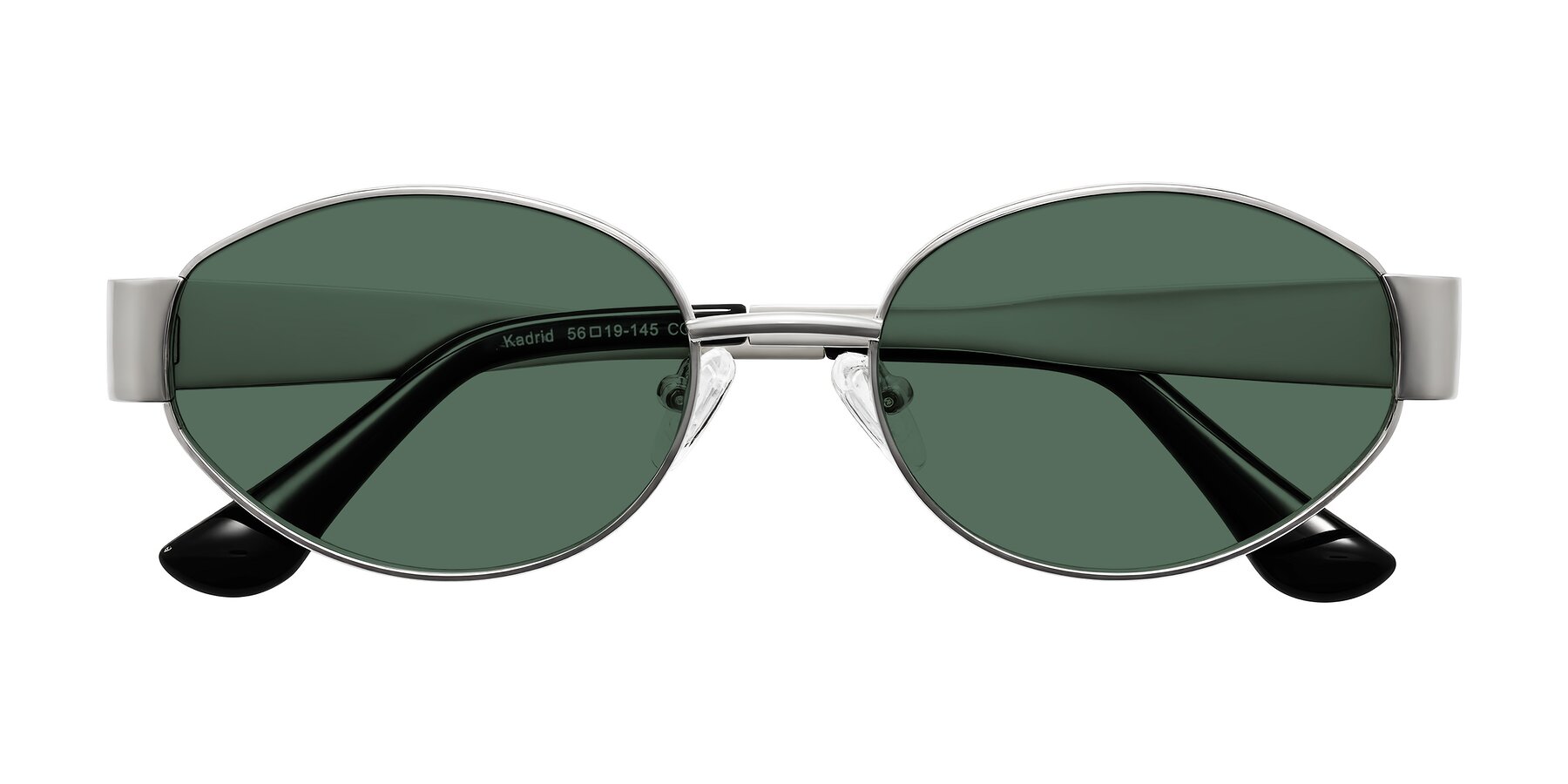 Folded Front of Kadrid in Silver with Green Polarized Lenses