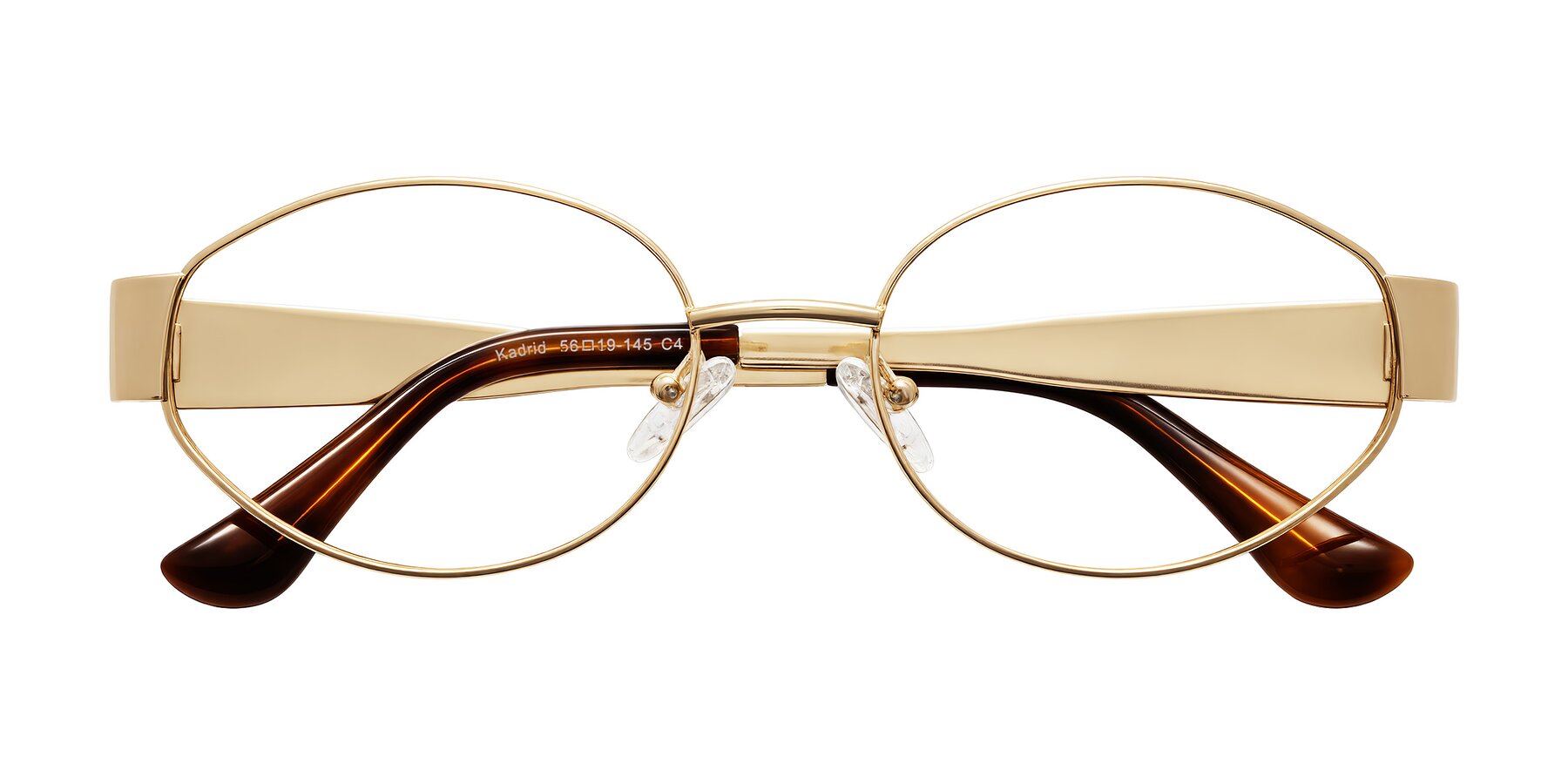 Folded Front of Kadrid in Gold with Clear Reading Eyeglass Lenses