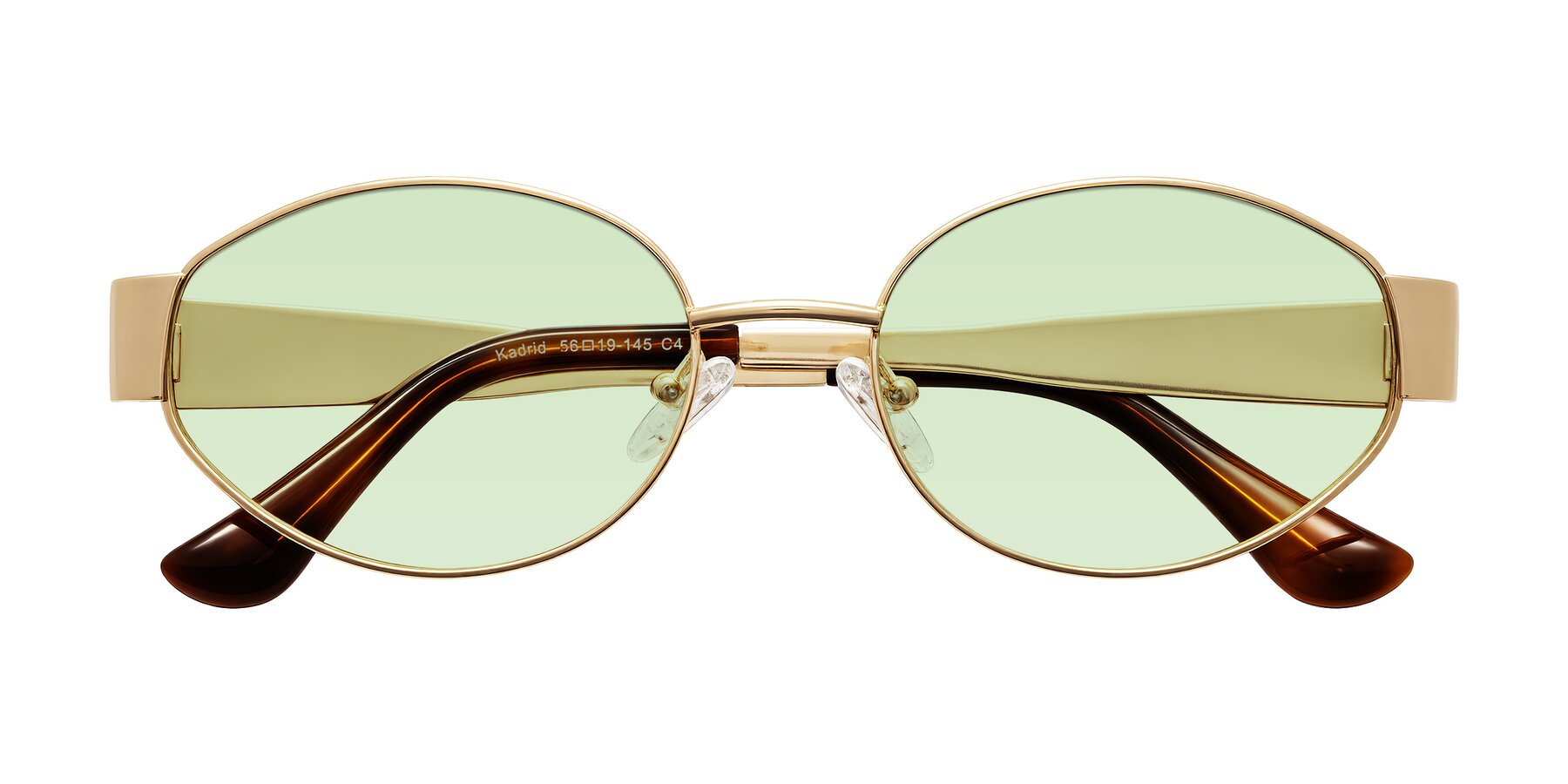 Folded Front of Kadrid in Gold with Light Green Tinted Lenses