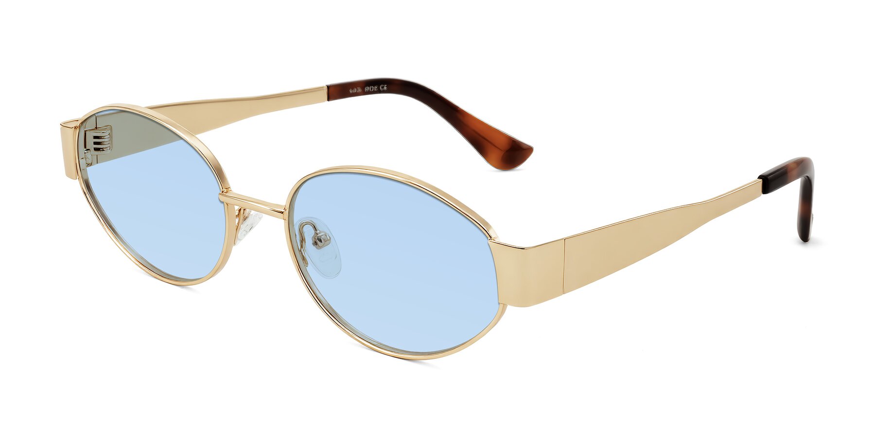 Angle of Kadrid in Gold with Light Blue Tinted Lenses