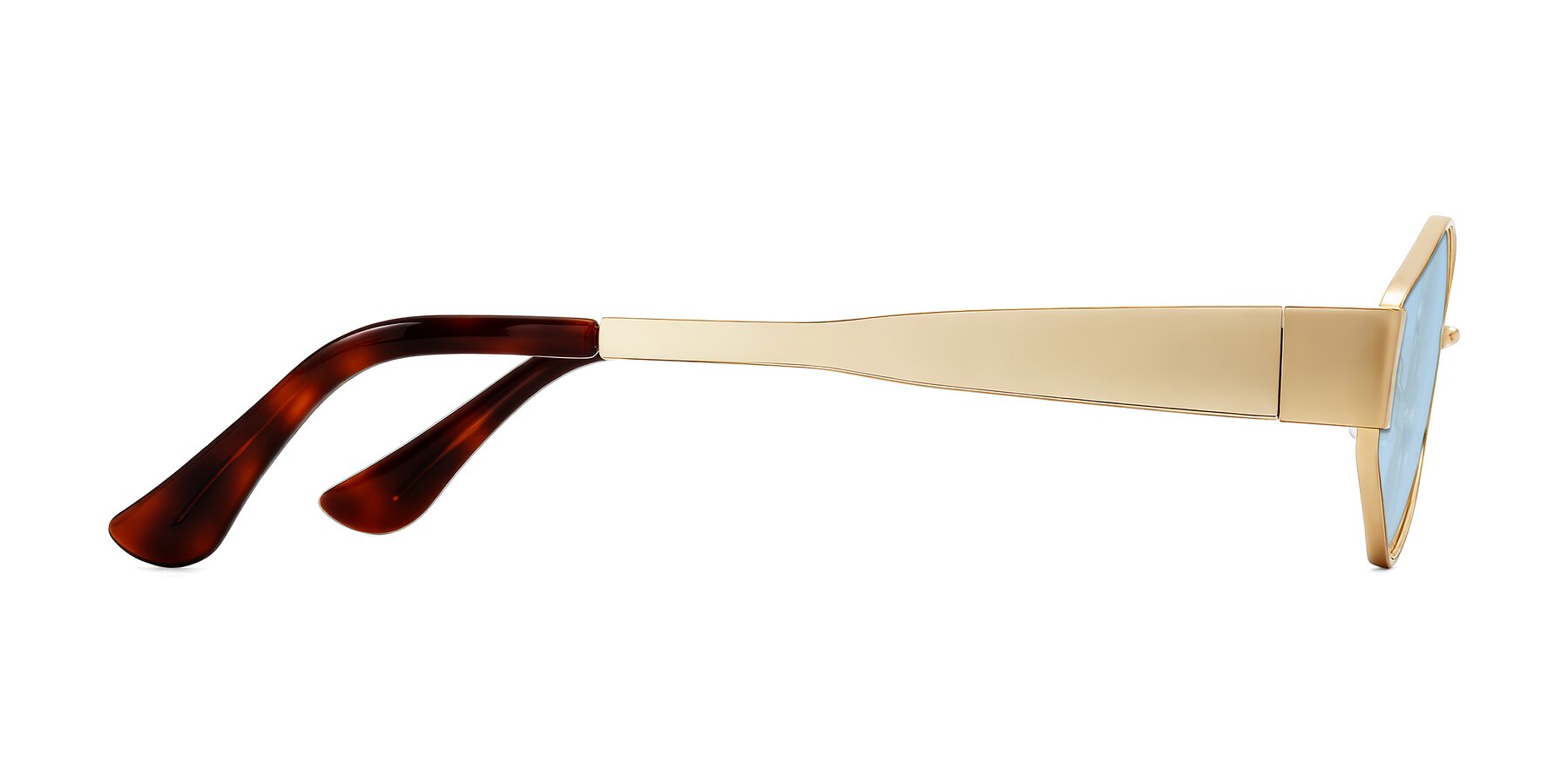 Side of Kadrid in Gold with Light Blue Tinted Lenses