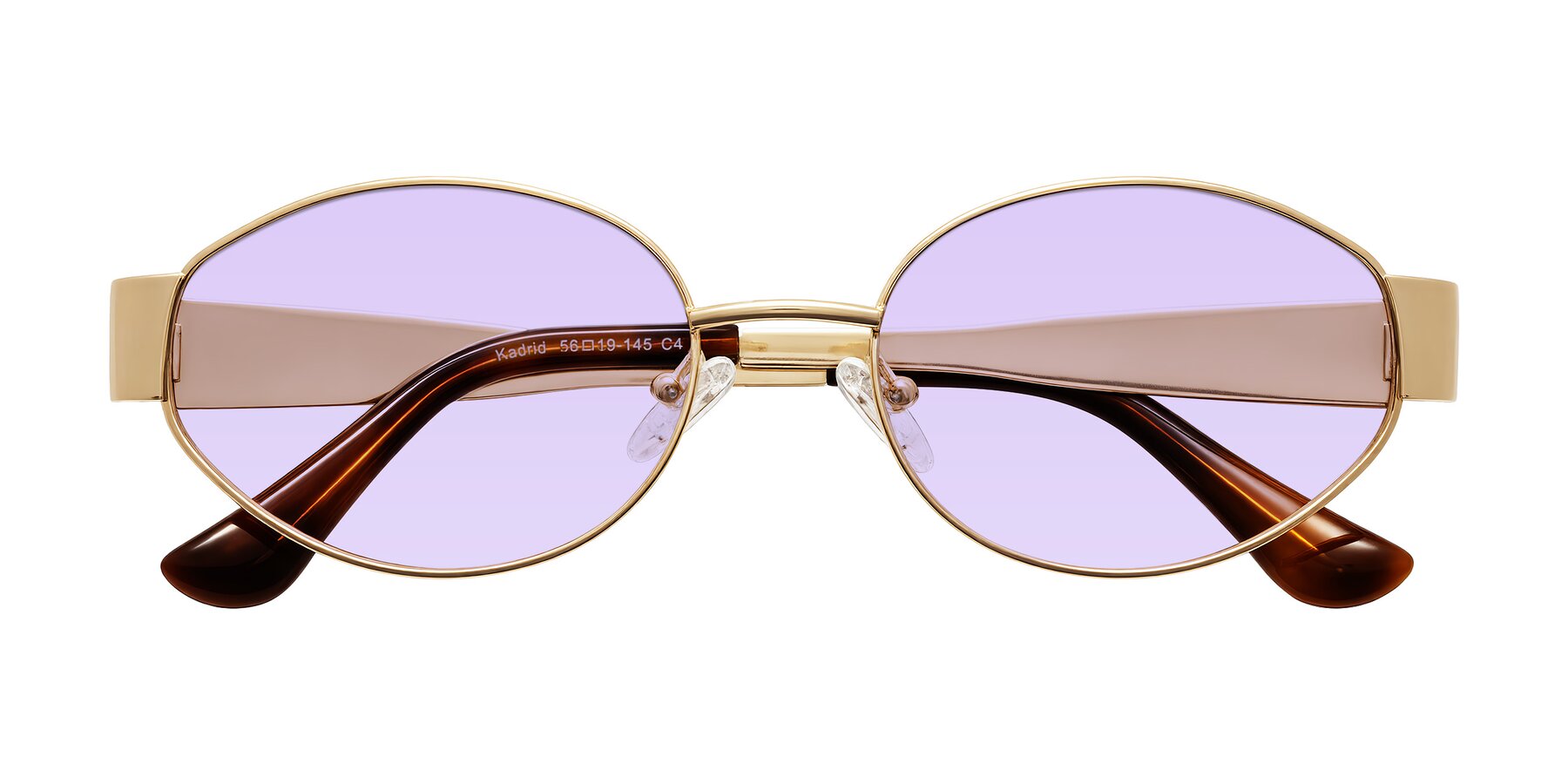 Folded Front of Kadrid in Gold with Light Purple Tinted Lenses