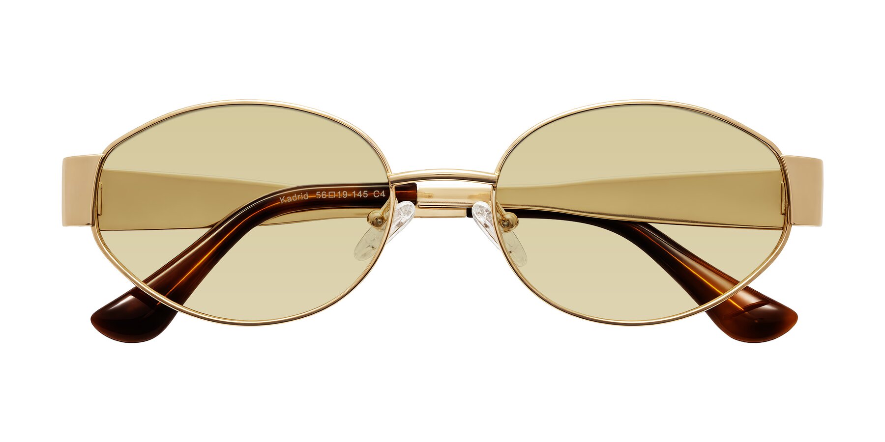 Folded Front of Kadrid in Gold with Light Champagne Tinted Lenses