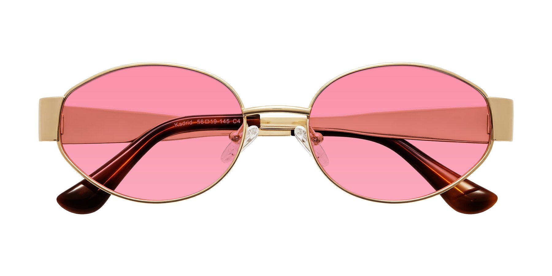 Folded Front of Kadrid in Gold with Pink Tinted Lenses