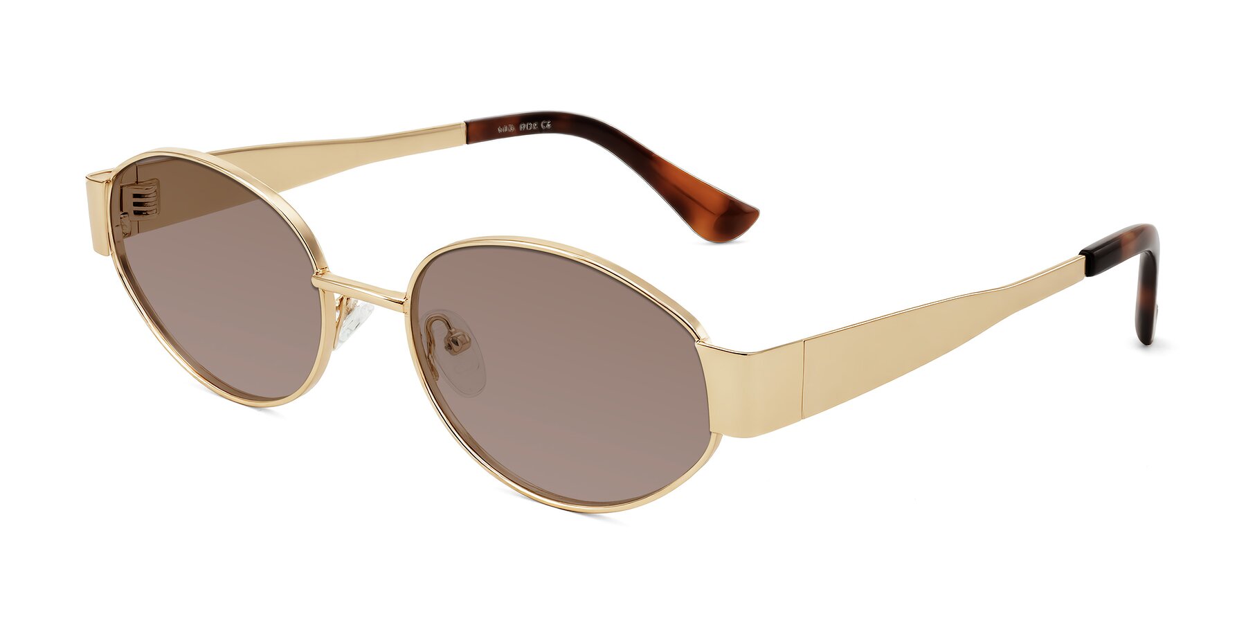 Angle of Kadrid in Gold with Medium Brown Tinted Lenses
