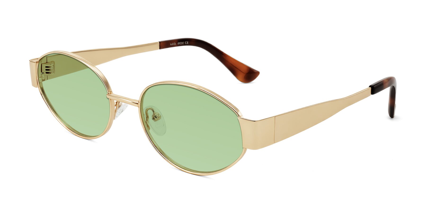 Angle of Kadrid in Gold with Medium Green Tinted Lenses