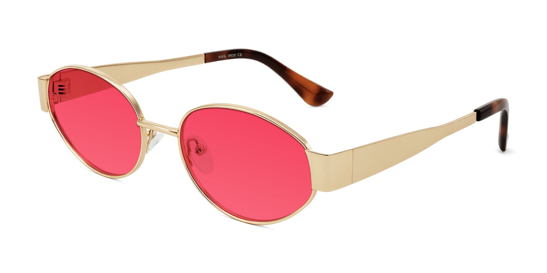 Angle of Kadrid in Gold with Red Tinted Lenses