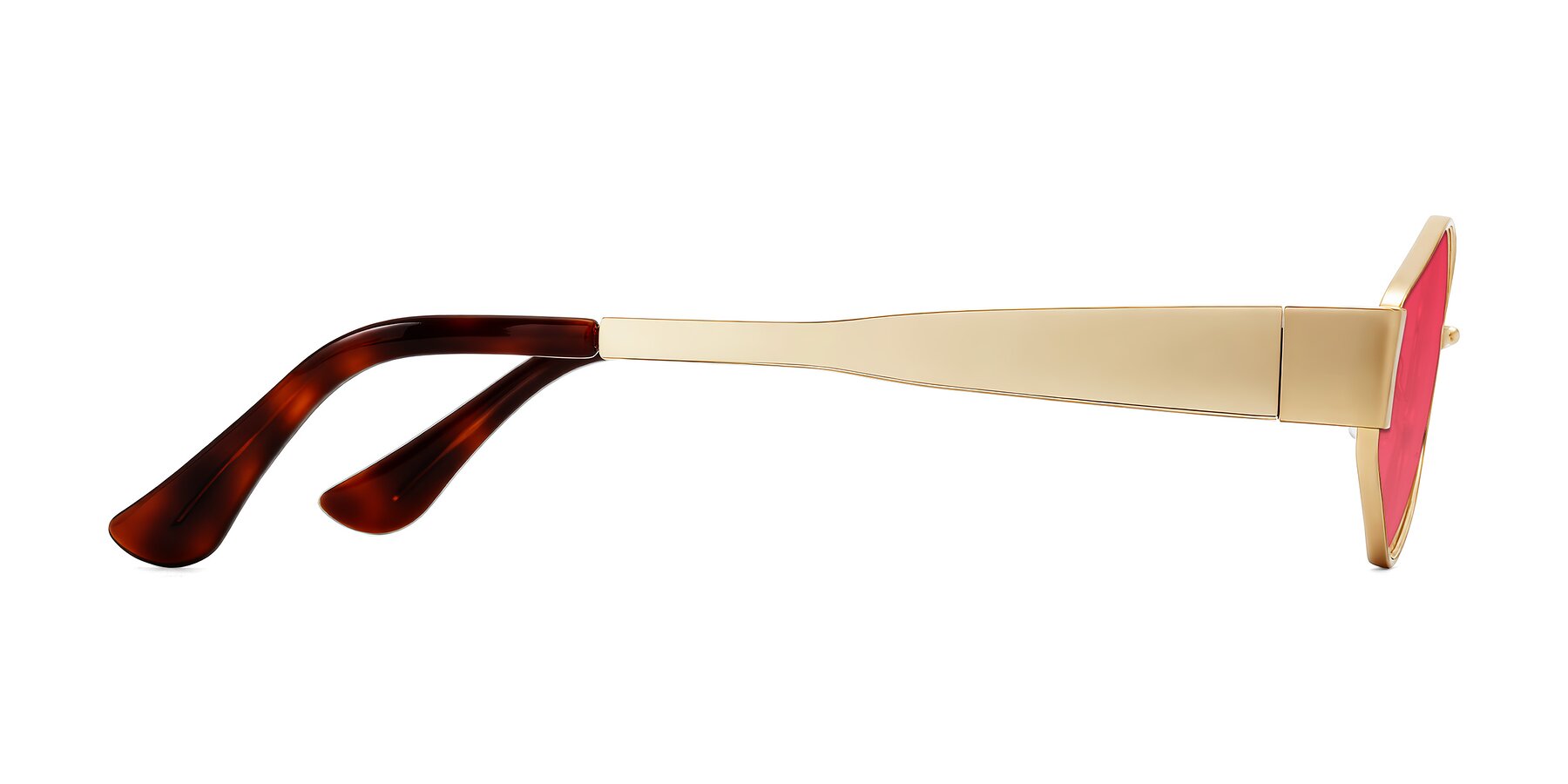 Side of Kadrid in Gold with Red Tinted Lenses