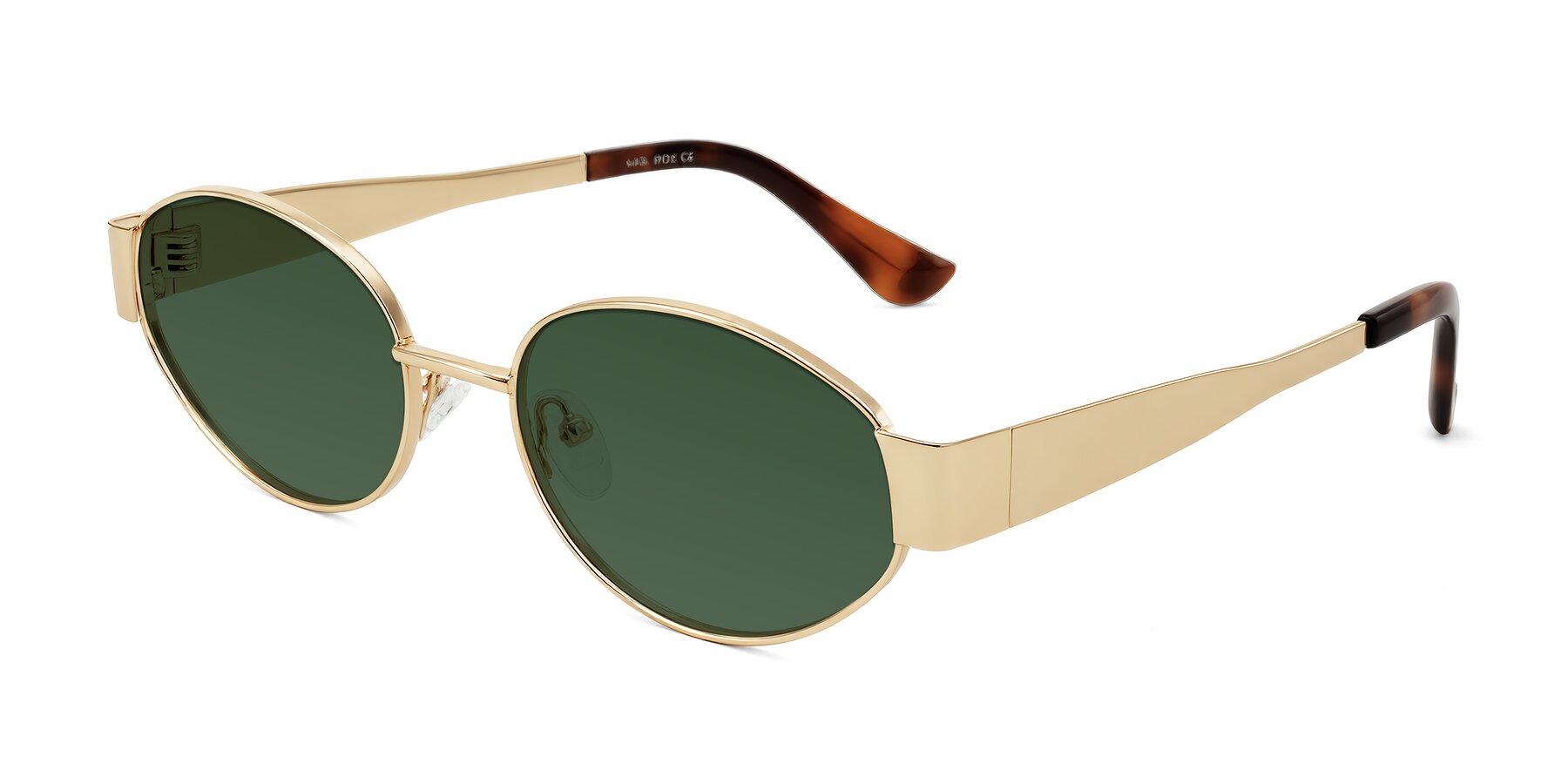 Angle of Kadrid in Gold with Green Tinted Lenses