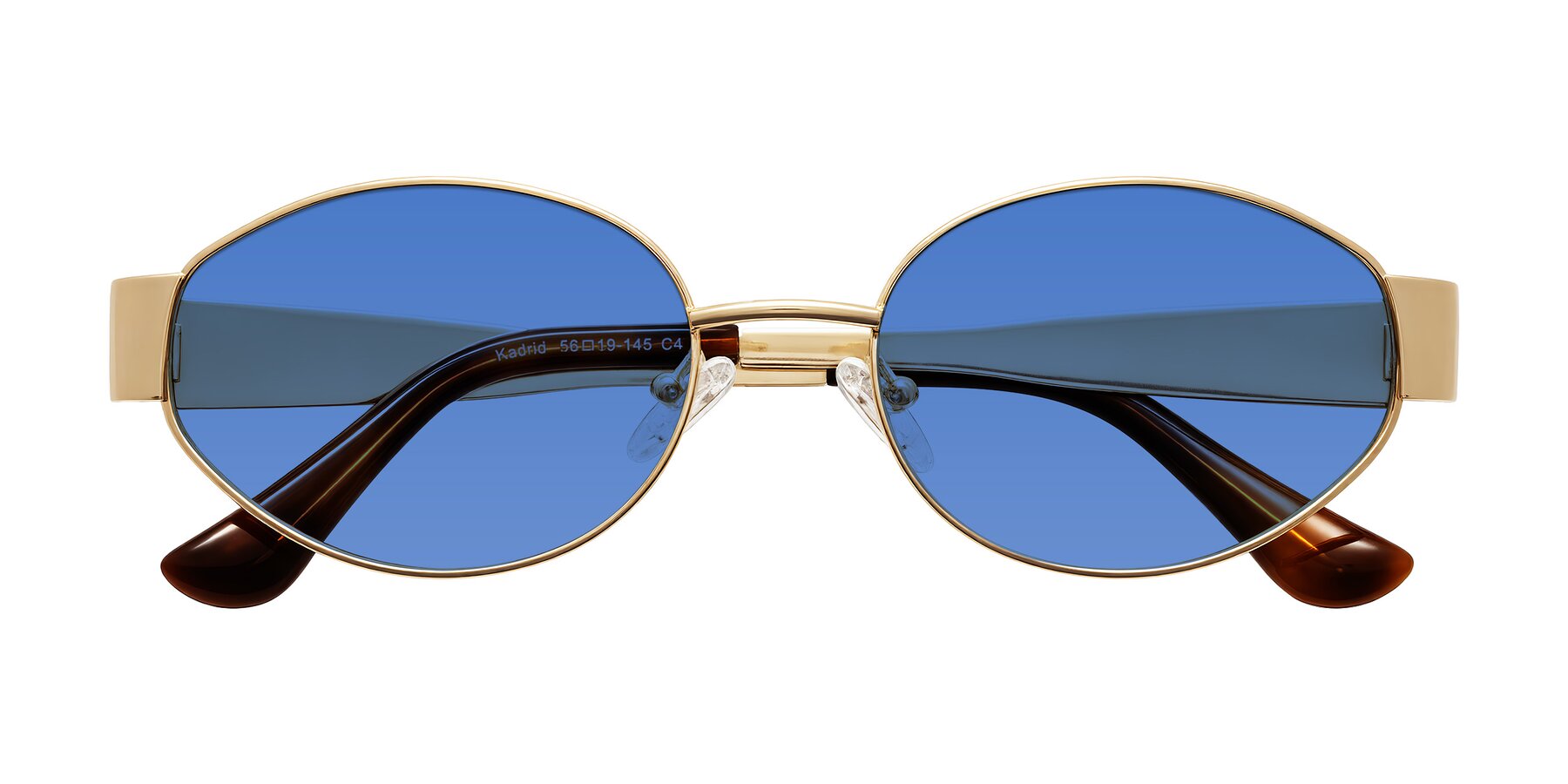 Folded Front of Kadrid in Gold with Blue Tinted Lenses