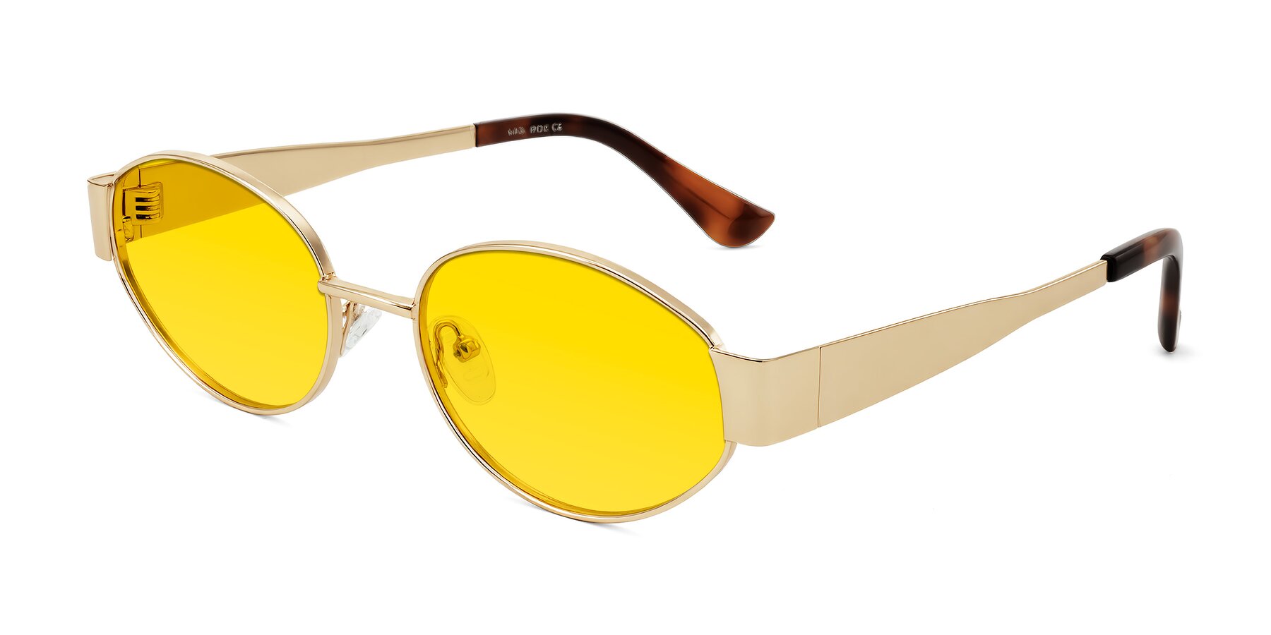 Angle of Kadrid in Gold with Yellow Tinted Lenses