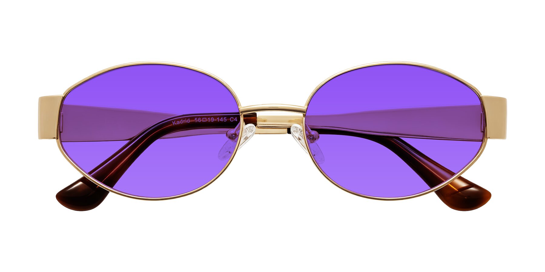Folded Front of Kadrid in Gold with Purple Tinted Lenses