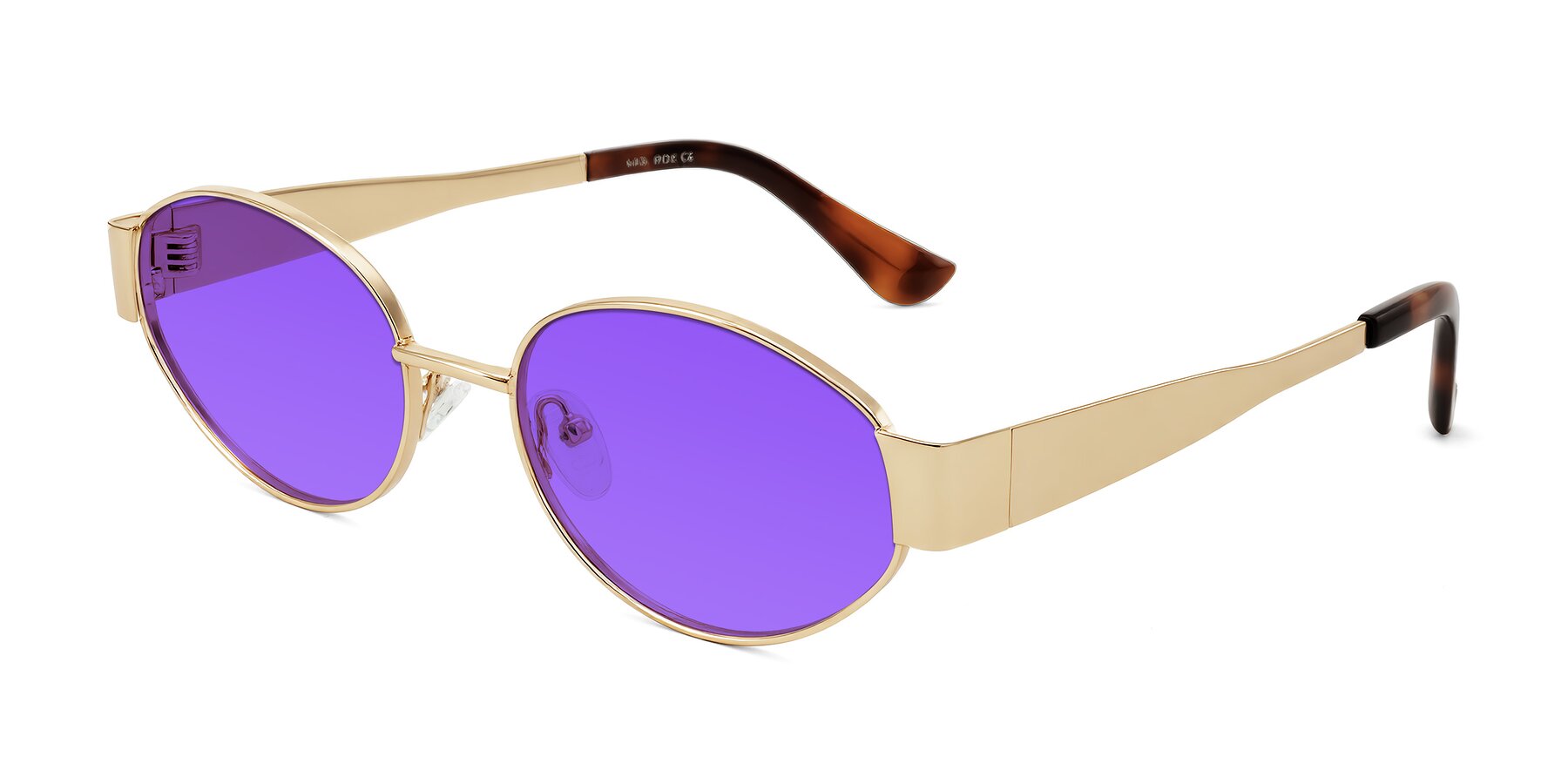 Angle of Kadrid in Gold with Purple Tinted Lenses