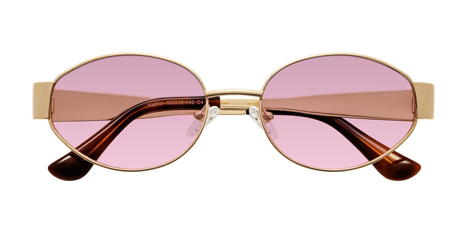 Folded Front of Kadrid in Gold with Light Wine Tinted Lenses