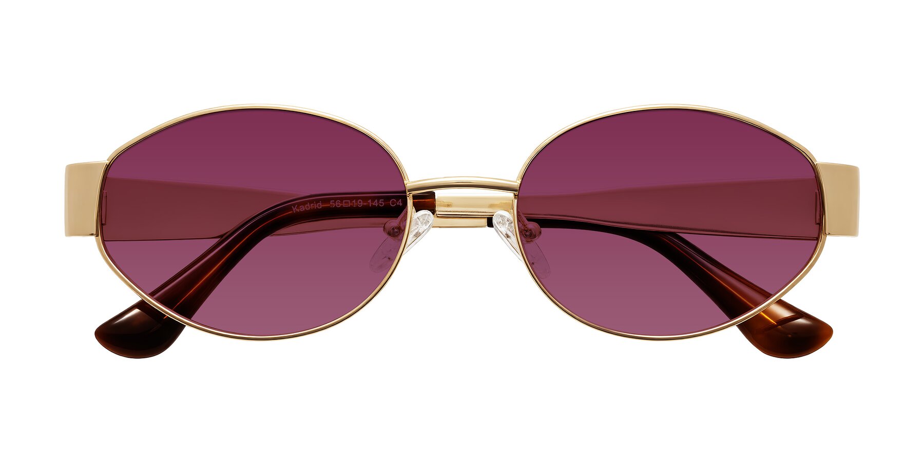 Folded Front of Kadrid in Gold with Wine Tinted Lenses