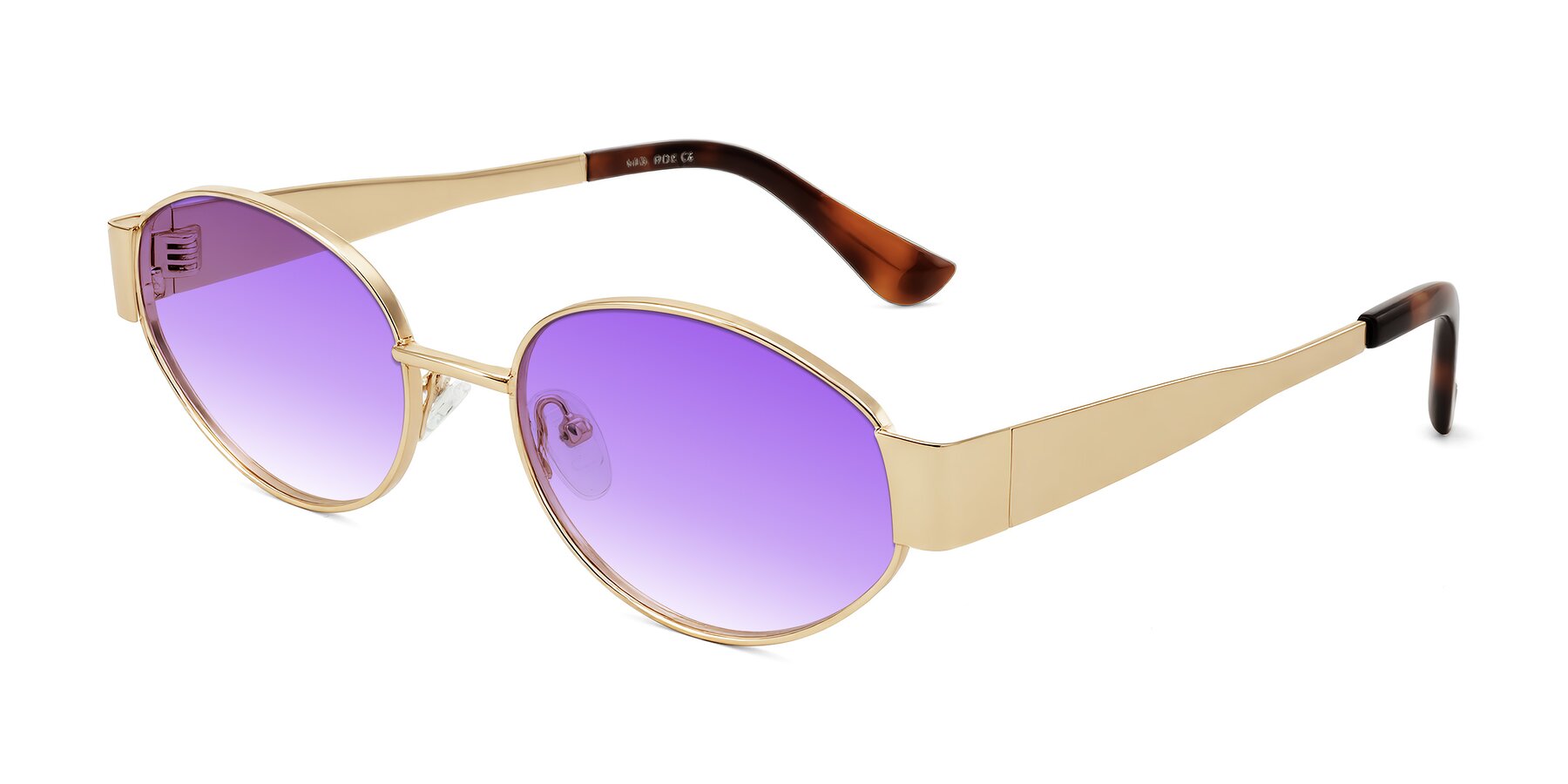 Angle of Kadrid in Gold with Purple Gradient Lenses