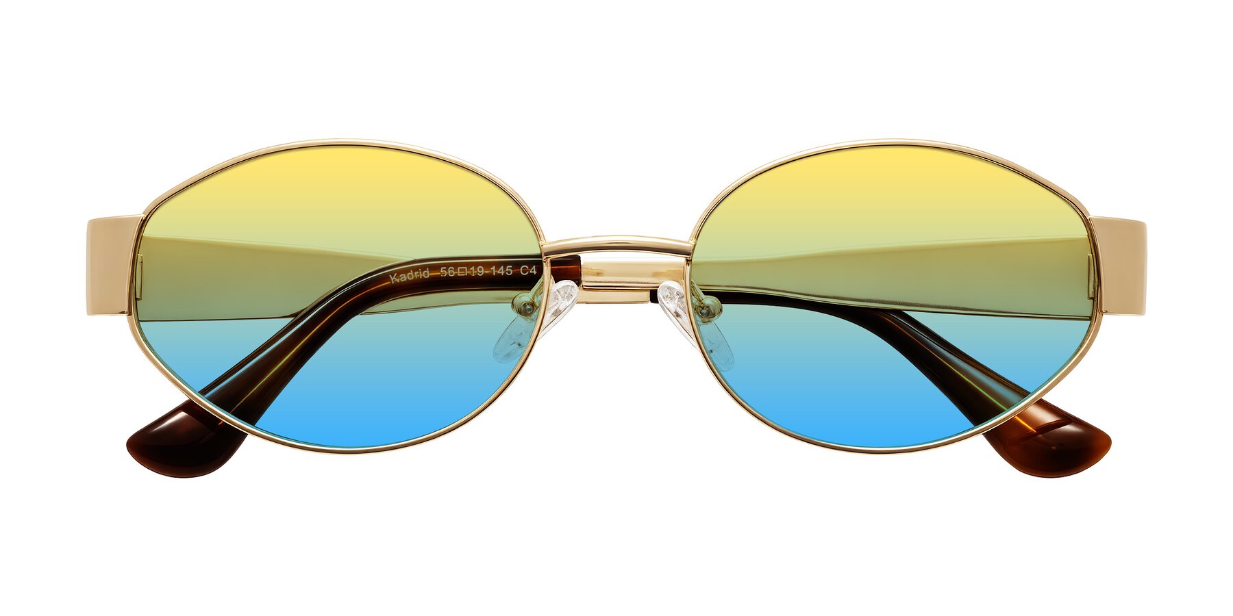 Folded Front of Kadrid in Gold with Yellow / Blue Gradient Lenses