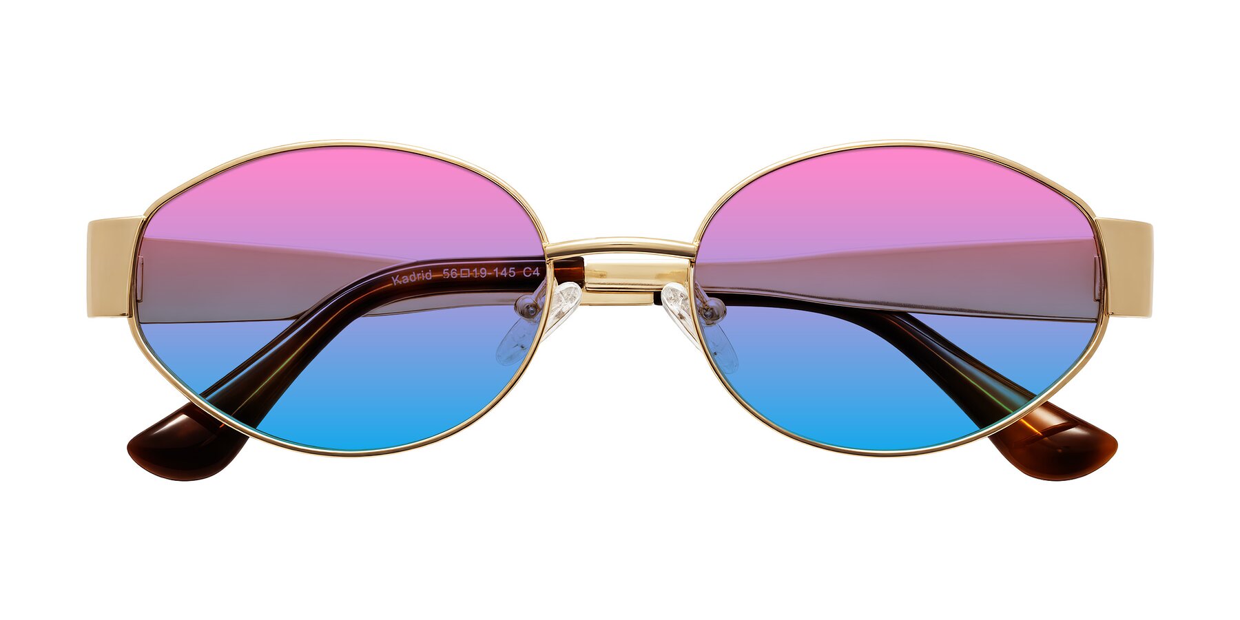 Folded Front of Kadrid in Gold with Pink / Blue Gradient Lenses