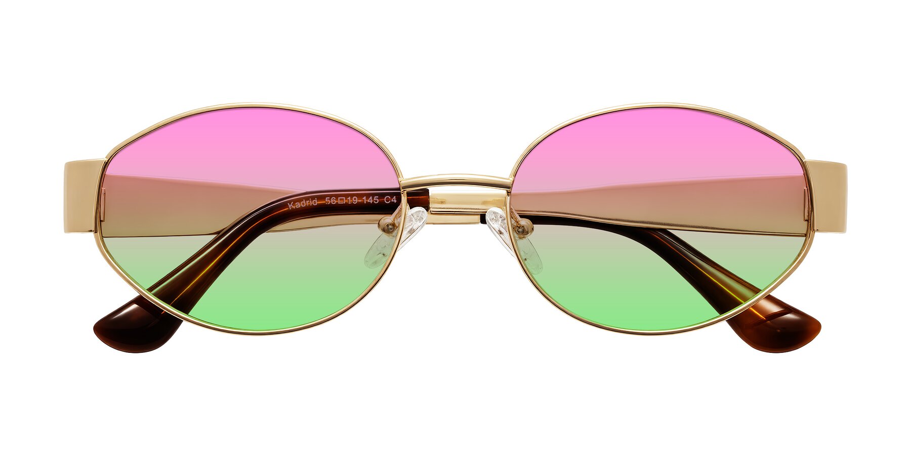 Folded Front of Kadrid in Gold with Pink / Green Gradient Lenses