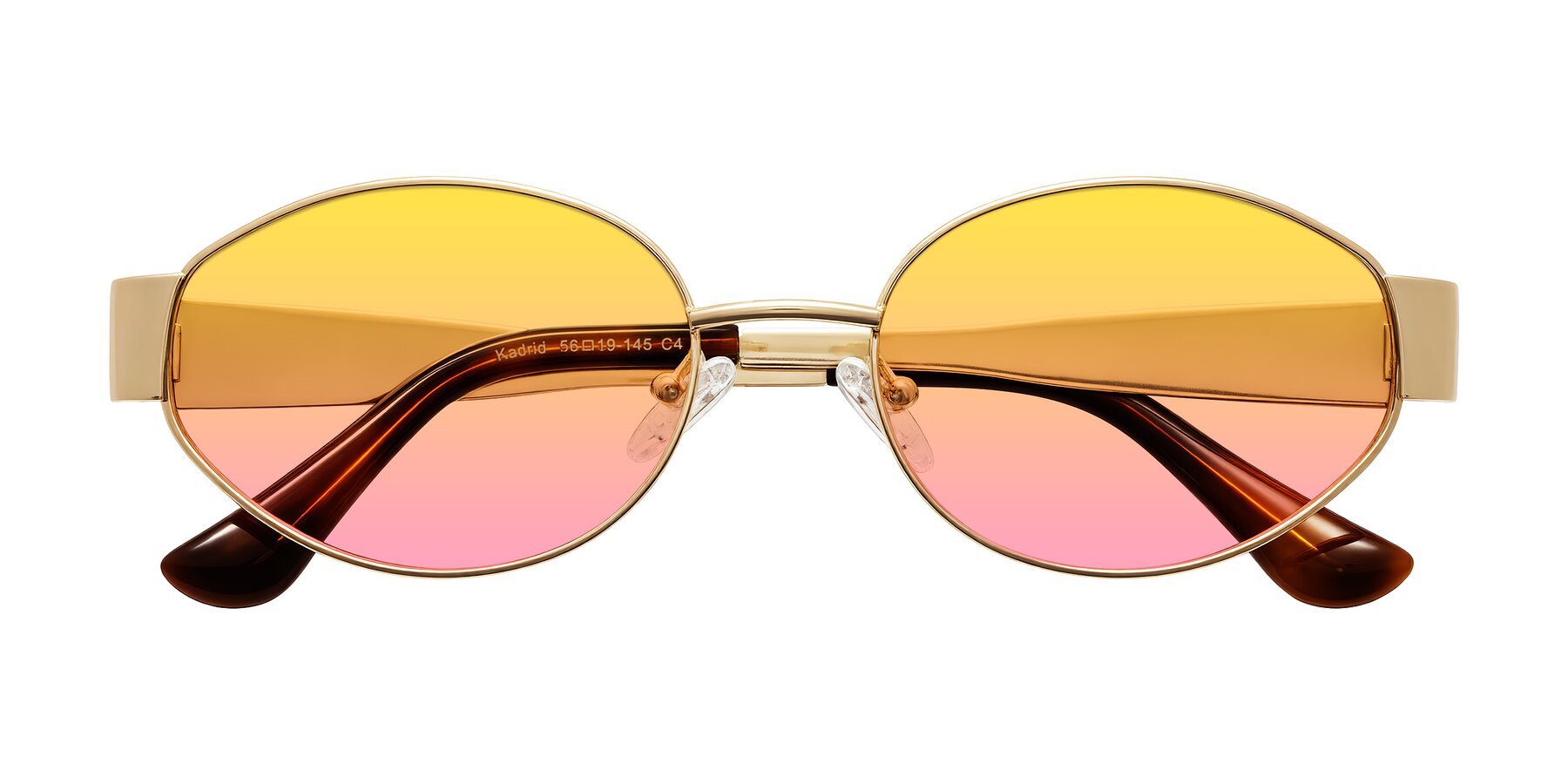 Folded Front of Kadrid in Gold with Yellow / Pink Gradient Lenses