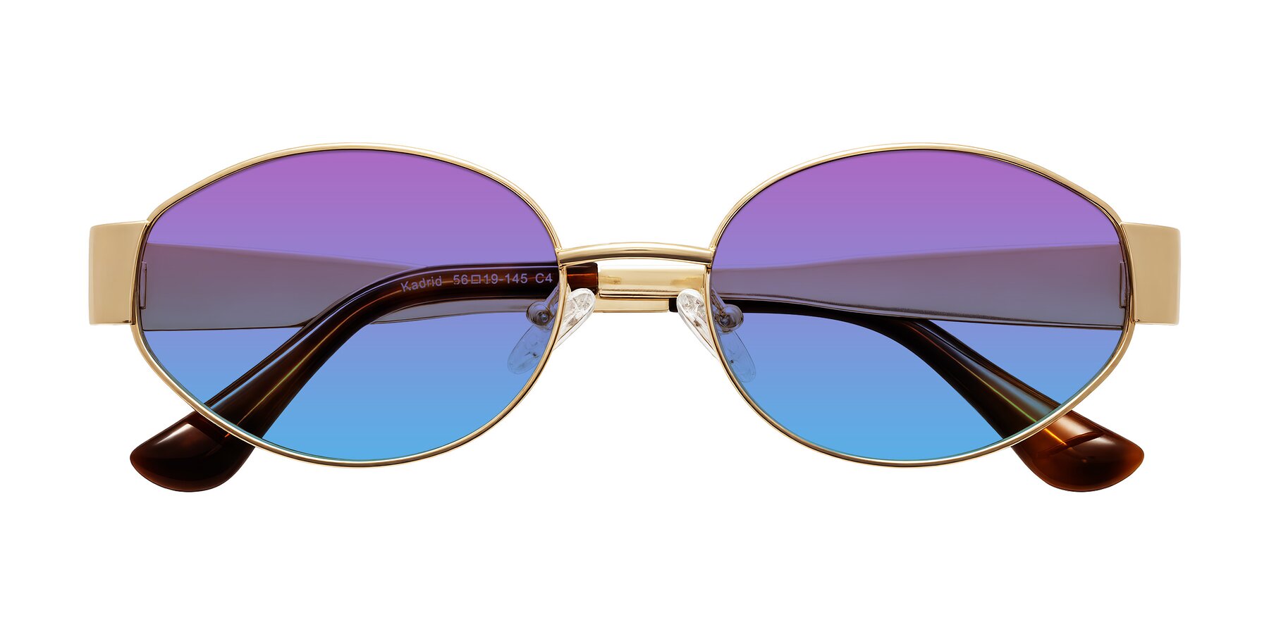 Folded Front of Kadrid in Gold with Purple / Blue Gradient Lenses