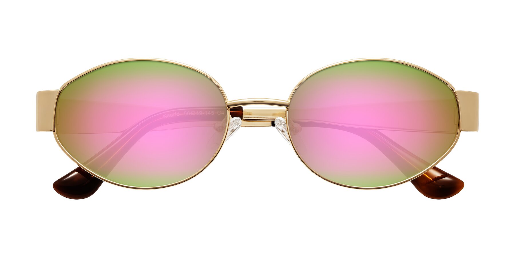 Folded Front of Kadrid in Gold with Pink Mirrored Lenses