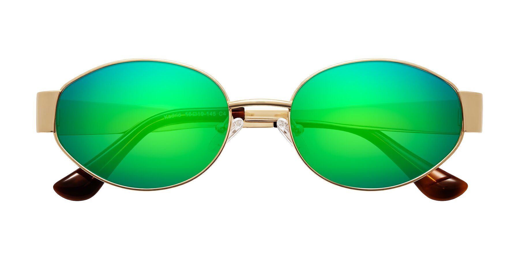 Folded Front of Kadrid in Gold with Green Mirrored Lenses