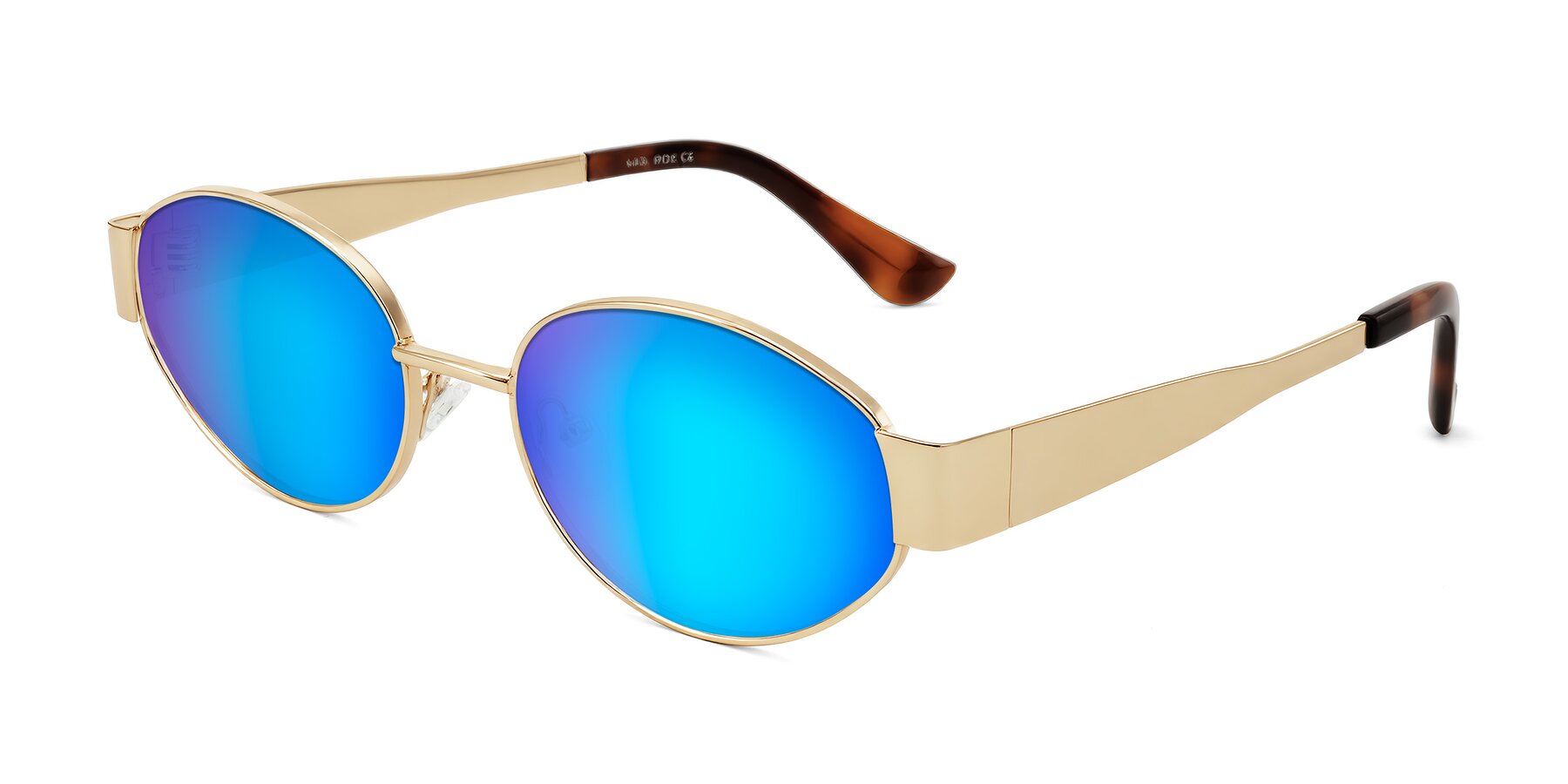 Angle of Kadrid in Gold with Blue Mirrored Lenses