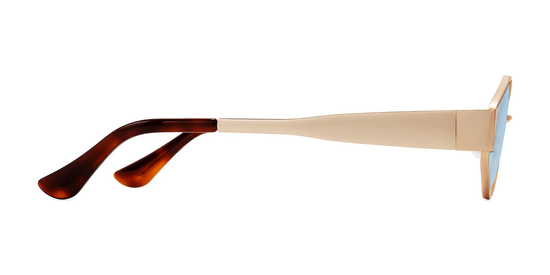 Side of Kadrid in Rose Gold with Light Blue Tinted Lenses