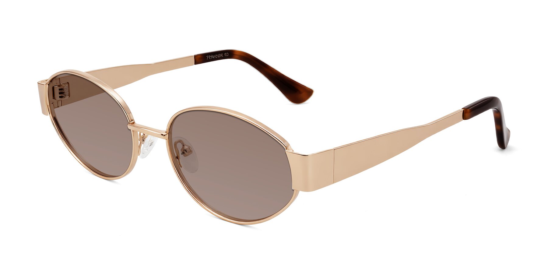 Angle of Kadrid in Rose Gold with Medium Brown Tinted Lenses