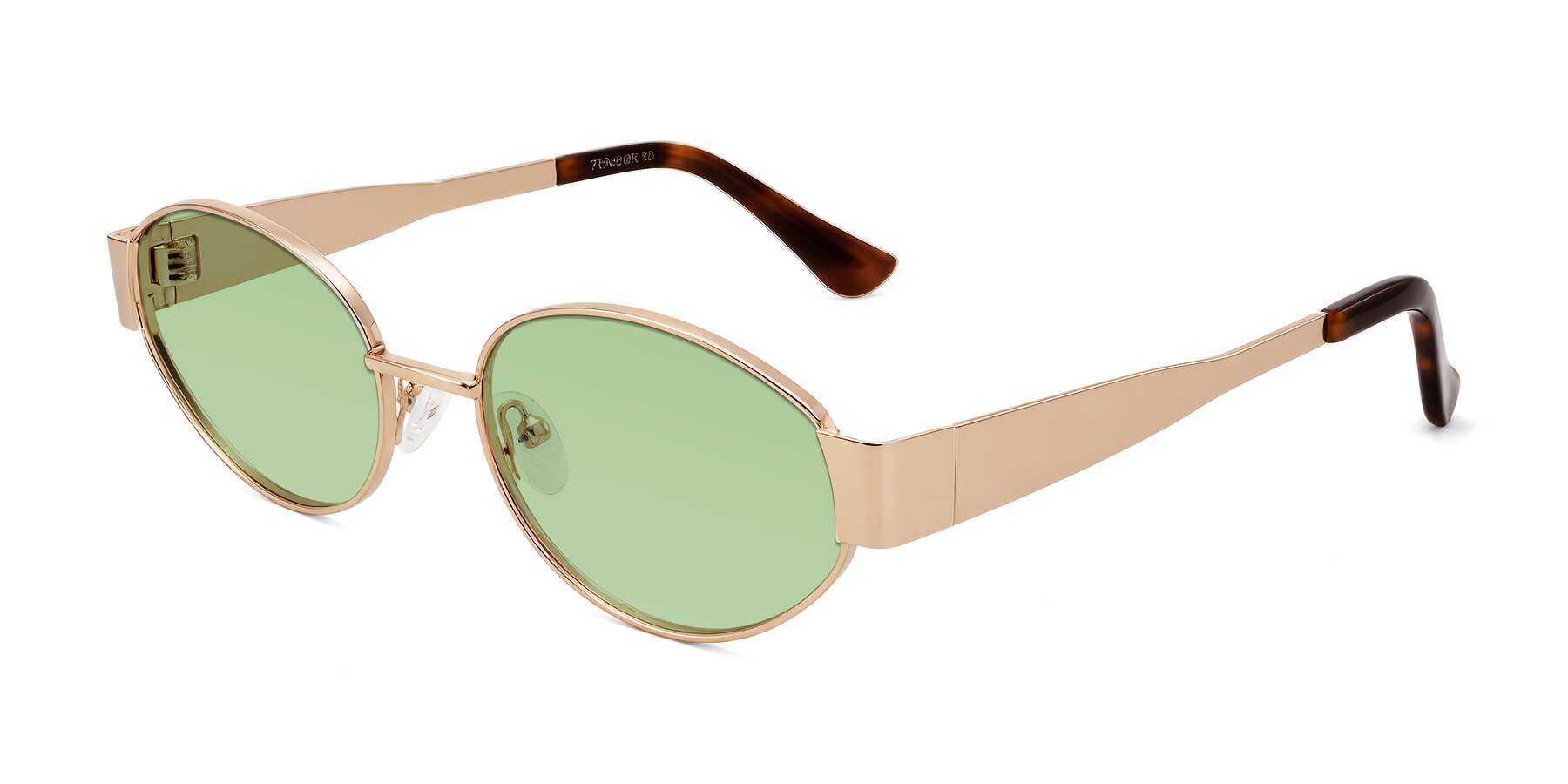 Angle of Kadrid in Rose Gold with Medium Green Tinted Lenses