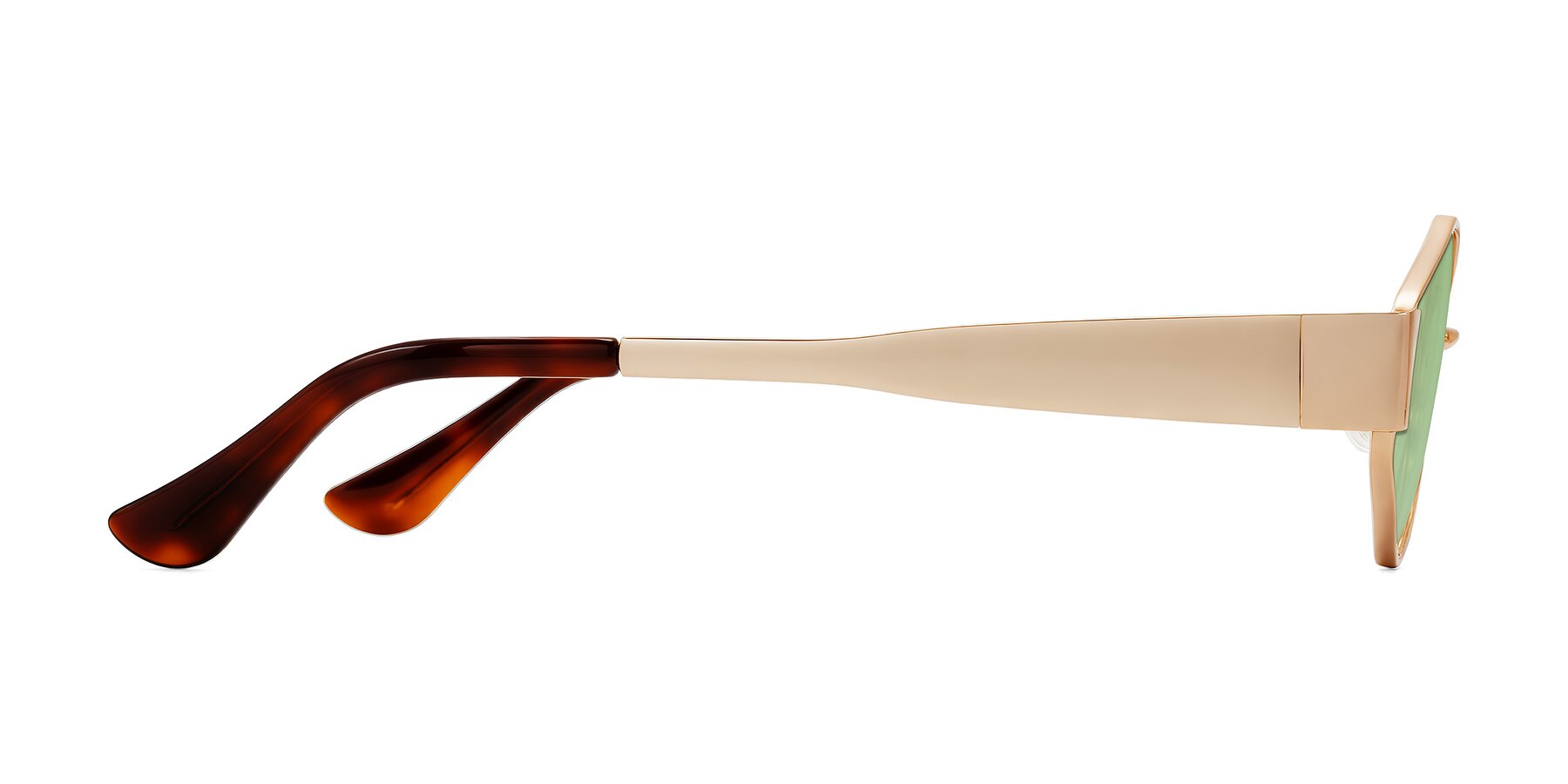 Side of Kadrid in Rose Gold with Medium Green Tinted Lenses