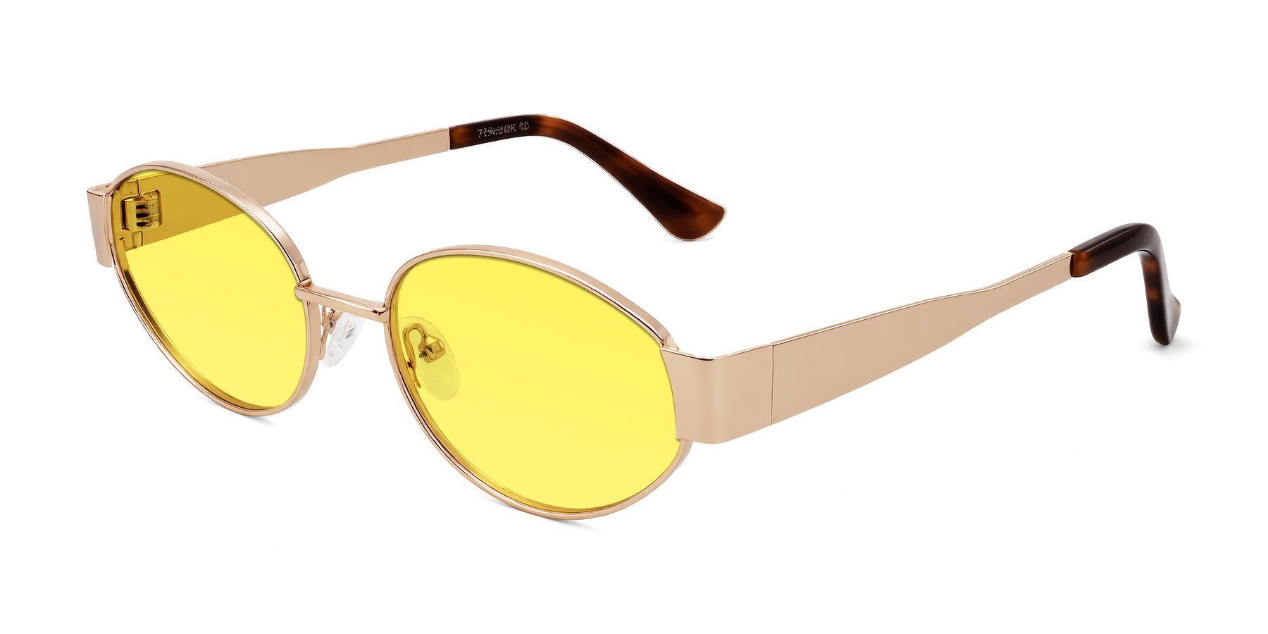 Angle of Kadrid in Rose Gold with Medium Yellow Tinted Lenses