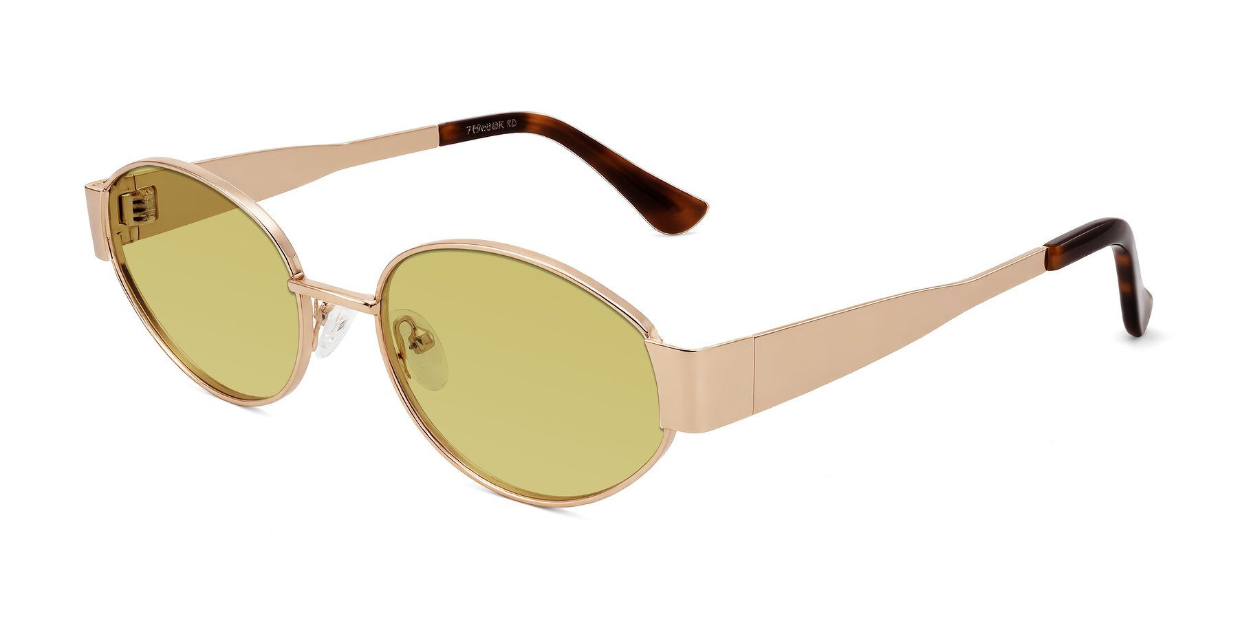 Angle of Kadrid in Rose Gold with Medium Champagne Tinted Lenses