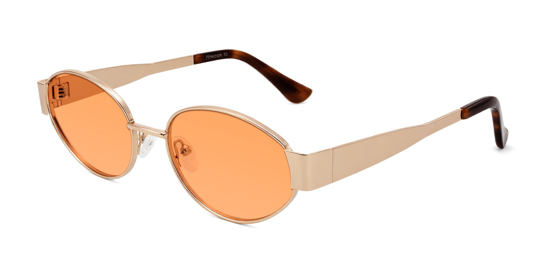 Angle of Kadrid in Rose Gold with Medium Orange Tinted Lenses