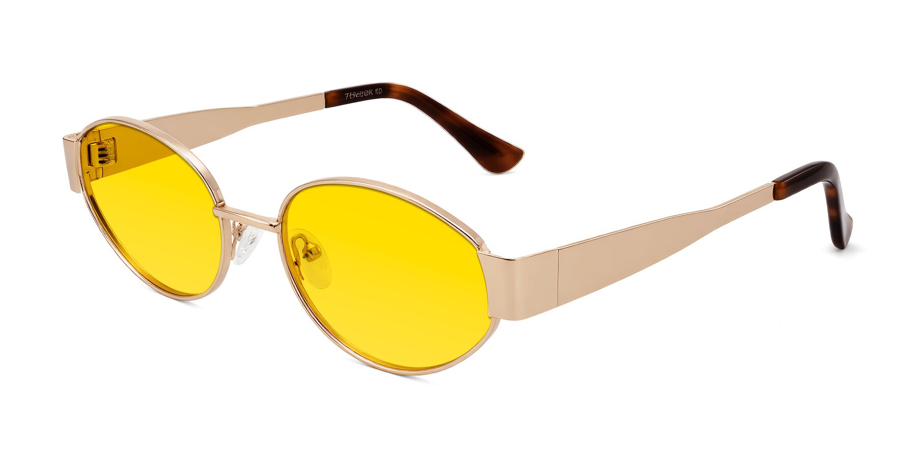 Angle of Kadrid in Rose Gold with Yellow Tinted Lenses