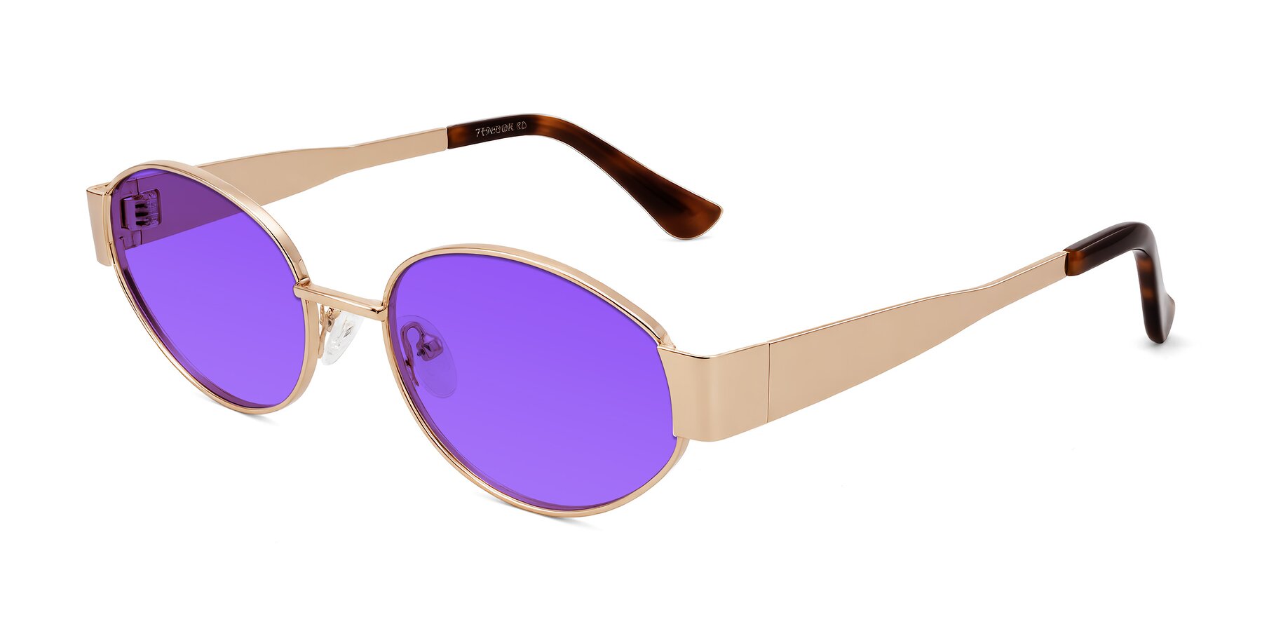 Angle of Kadrid in Rose Gold with Purple Tinted Lenses