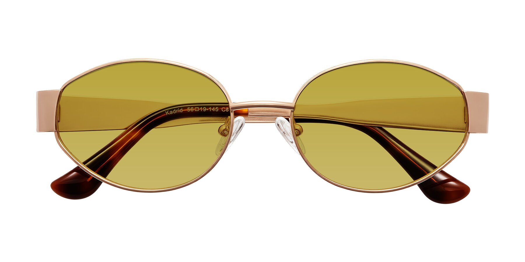 Folded Front of Kadrid in Rose Gold with Champagne Tinted Lenses